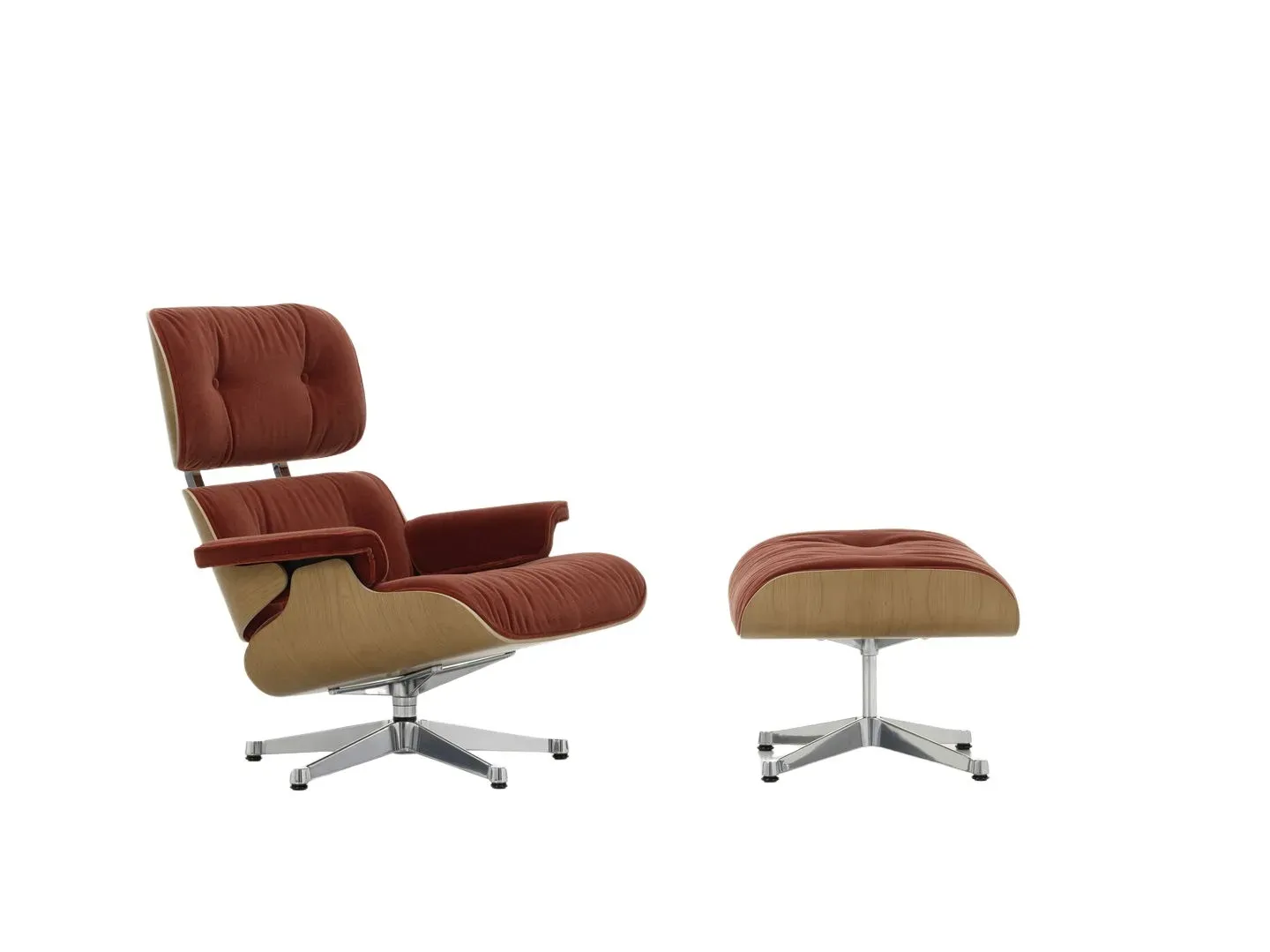 Vitra Lounge Chair & Ottoman - VitraKirscheNatur - Calma 07 brandy - poli