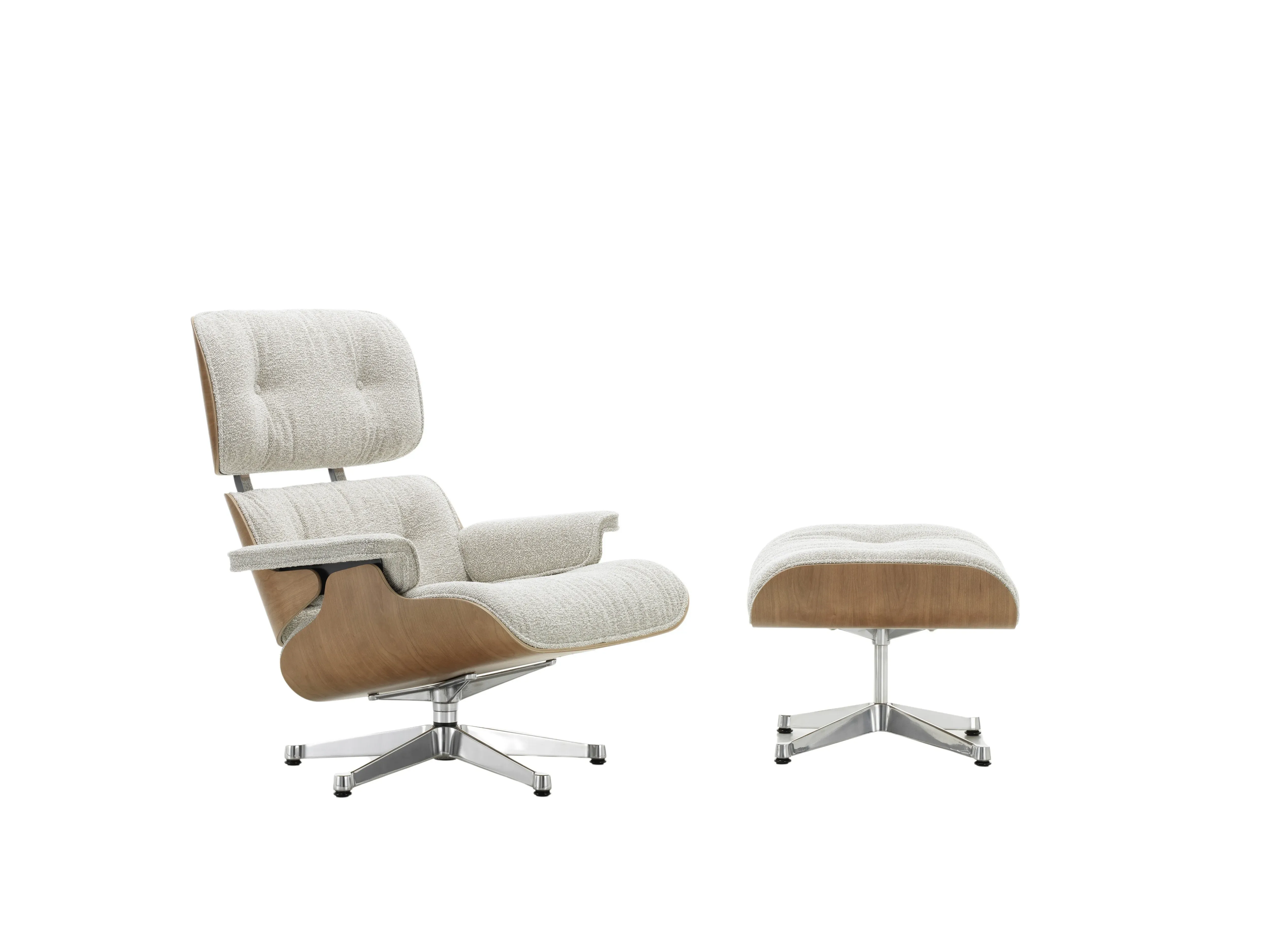 Vitra Lounge Chair & Ottoman - poli - Nubia crème/sable - VitraKirscheNatur