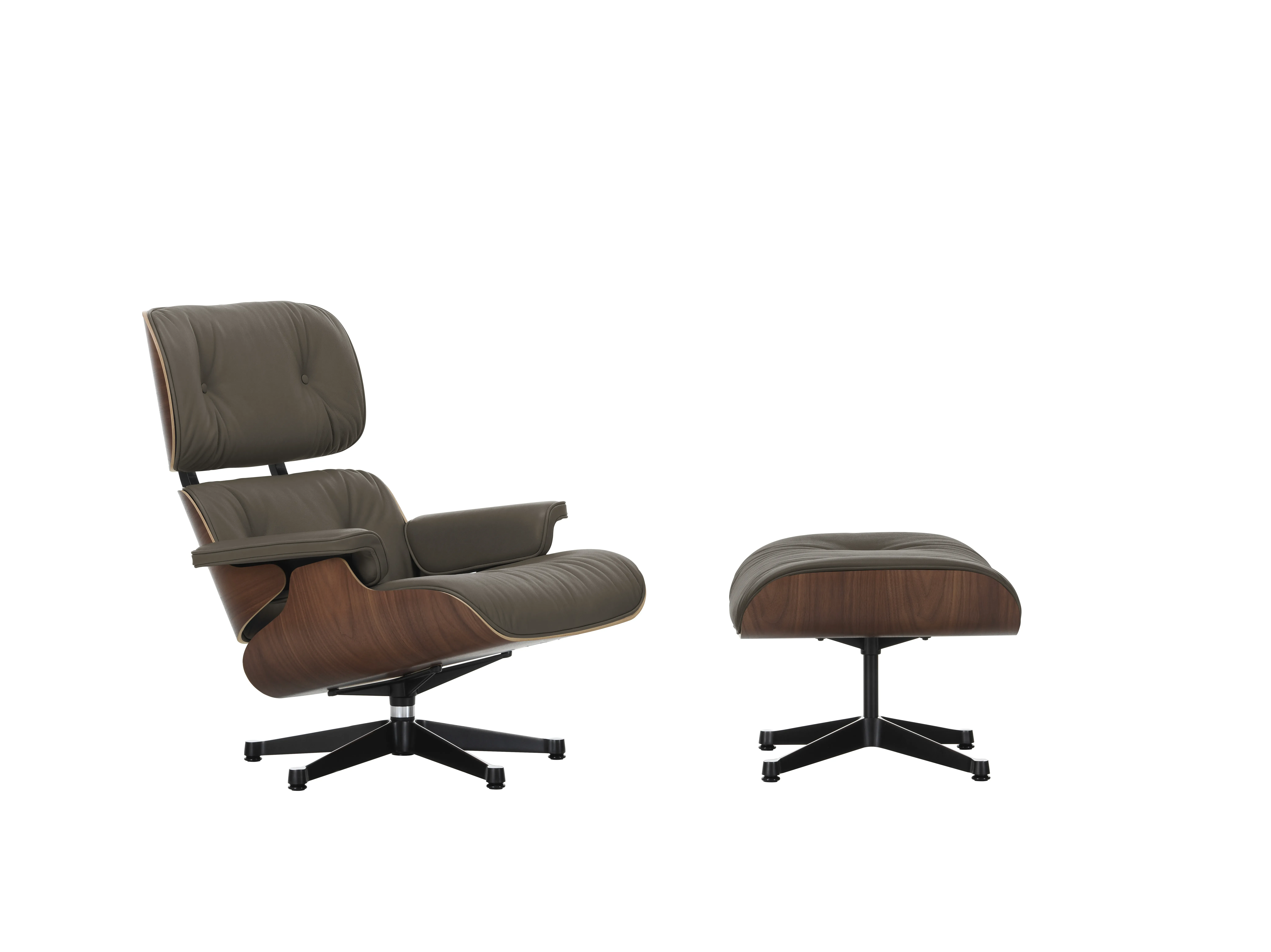 Vitra Lounge Chair & Ottoman - poli / côtés noirs - Premium F umbra - VitraNussbaumDunkel