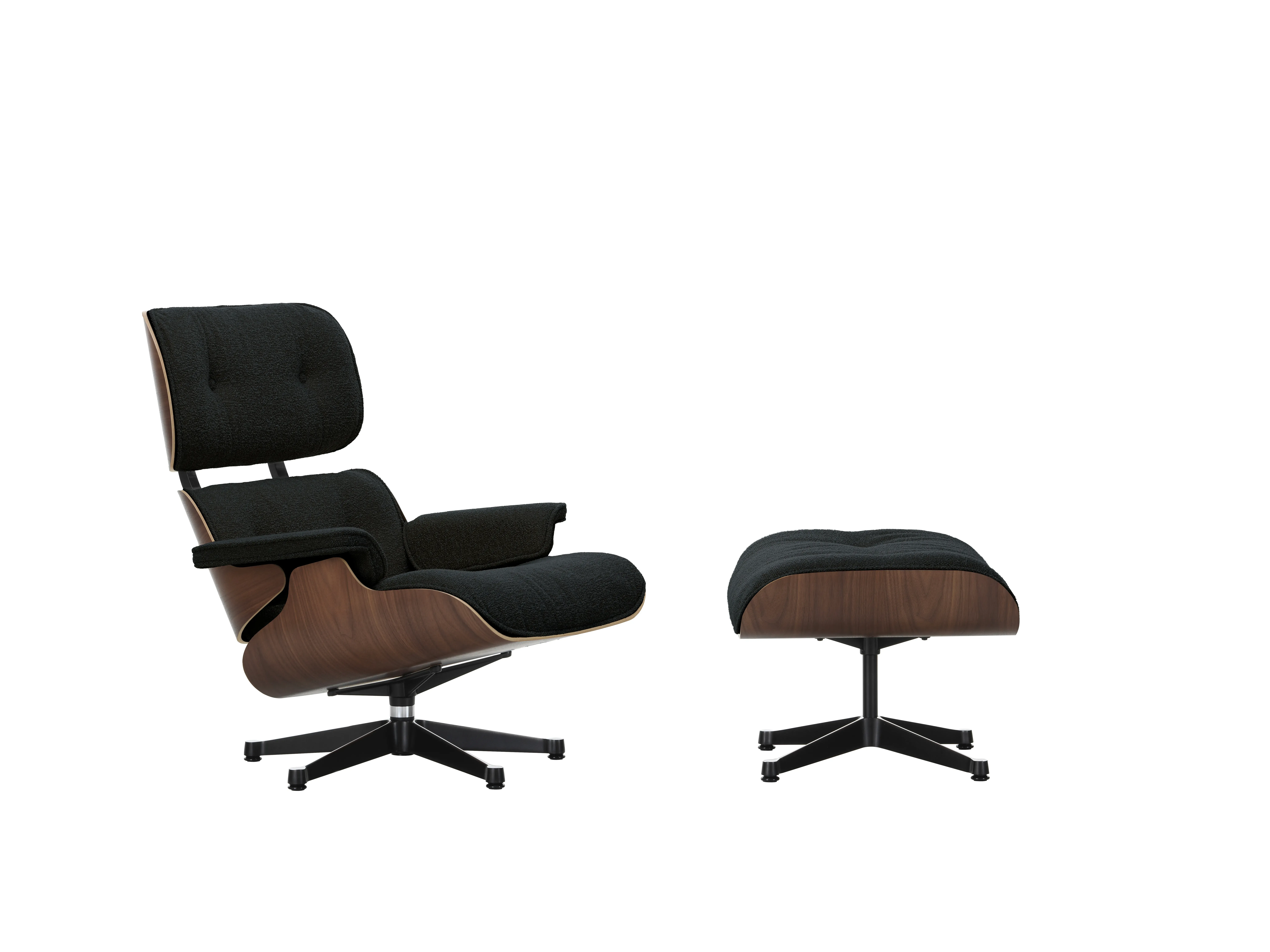 Vitra Lounge Chair & Ottoman - poli / côtés noirs - Nubia 11 anthracite/noir - VitraNussbaumDunkel