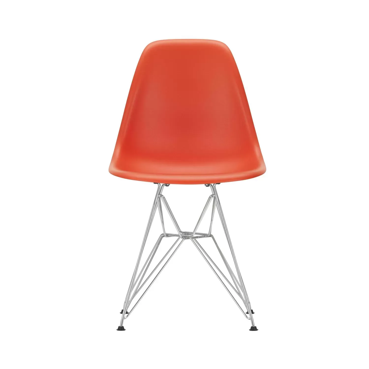 Vitra DSR Eames Plastic Side Chair - chromé - poppy red RE