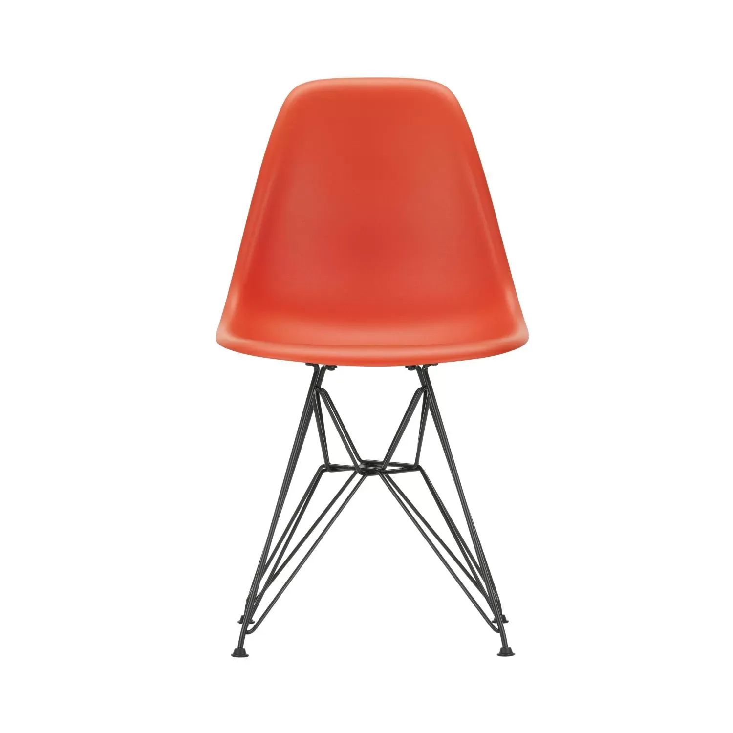 Vitra DSR Eames Plastic Side Chair - noir basique enduit de poudre - poppy red RE