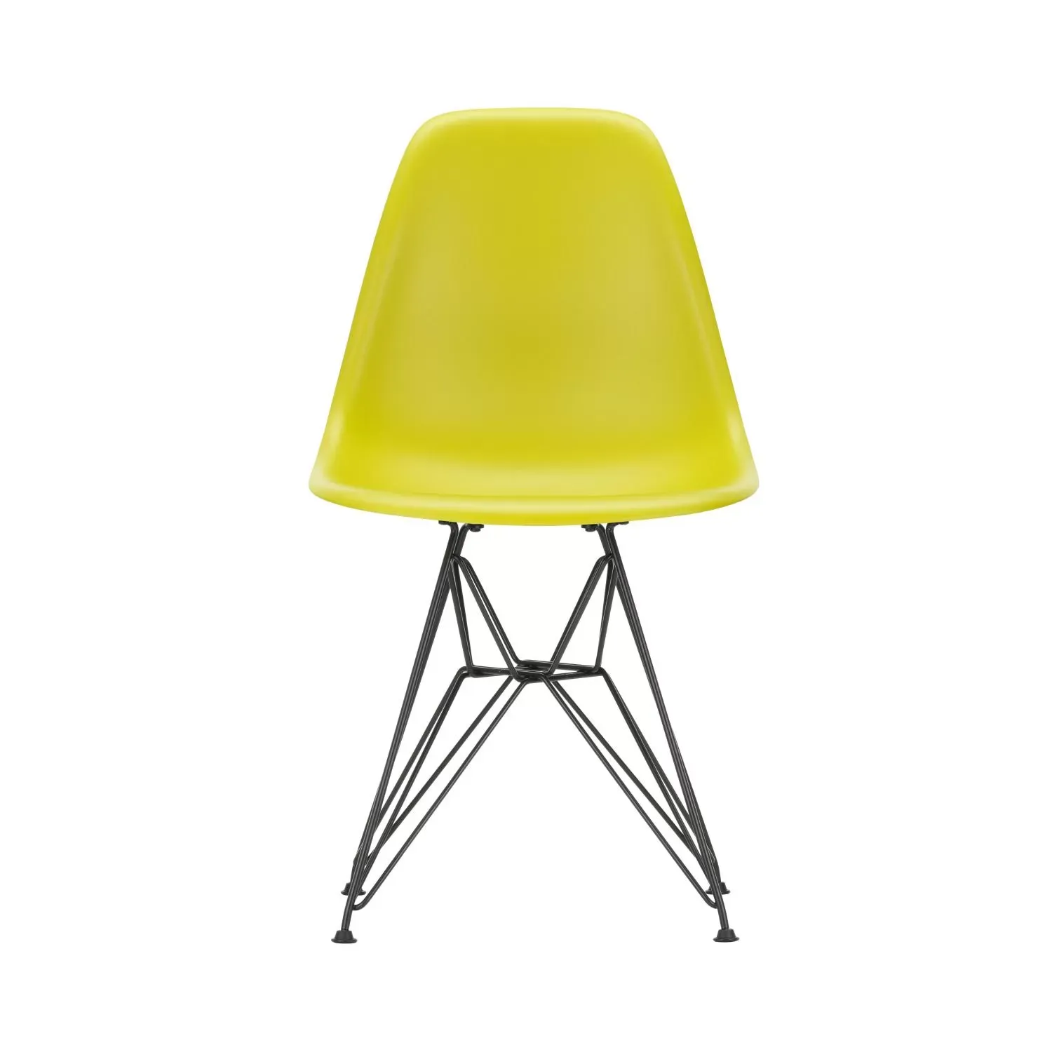 Vitra DSR Eames Plastic Side Chair - moutarde RE - noir basique enduit de poudre