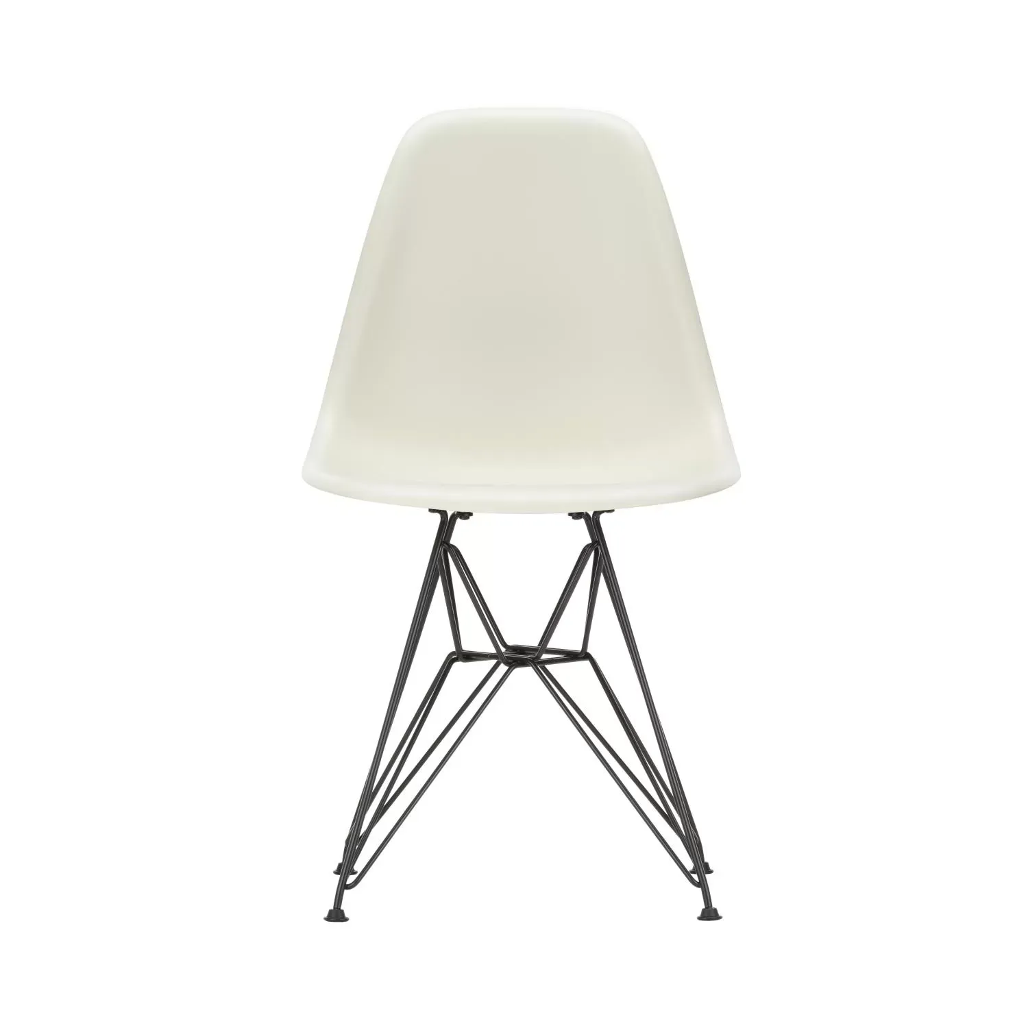 Vitra DSR Eames Plastic Side Chair - noir basique enduit de poudre - galet RE