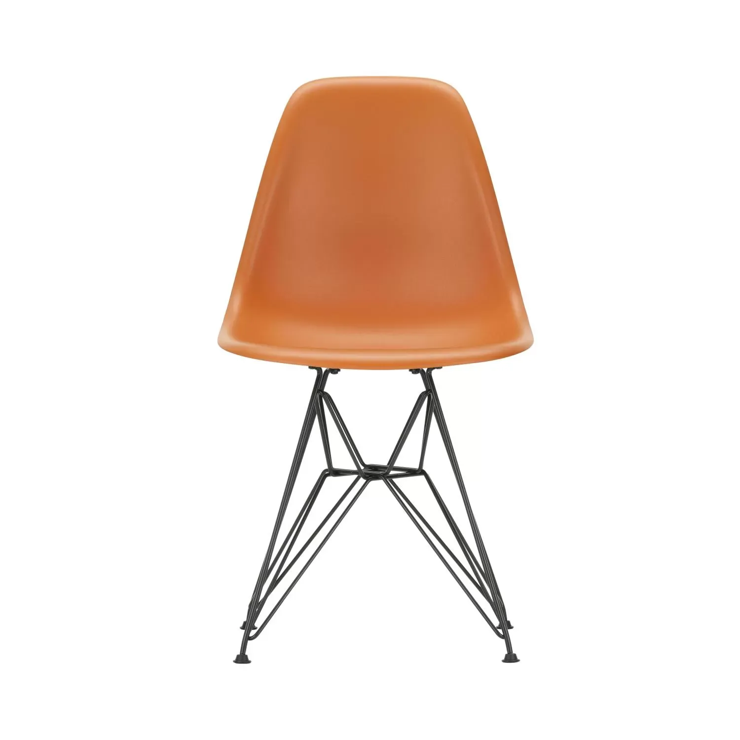Vitra DSR Eames Plastic Side Chair - noir basique enduit de poudre - orange rouille RE