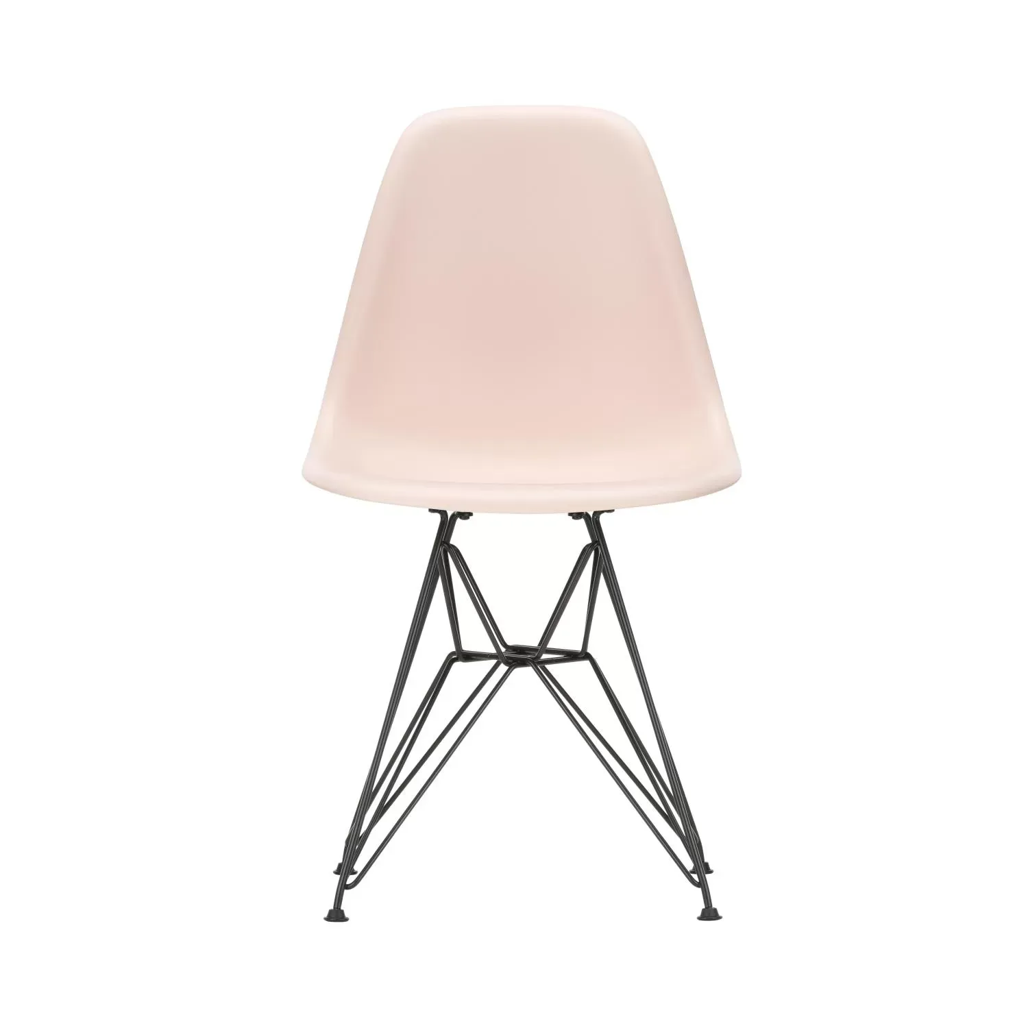 Vitra DSR Eames Plastic Side Chair - rose doux RE - noir basique enduit de poudre