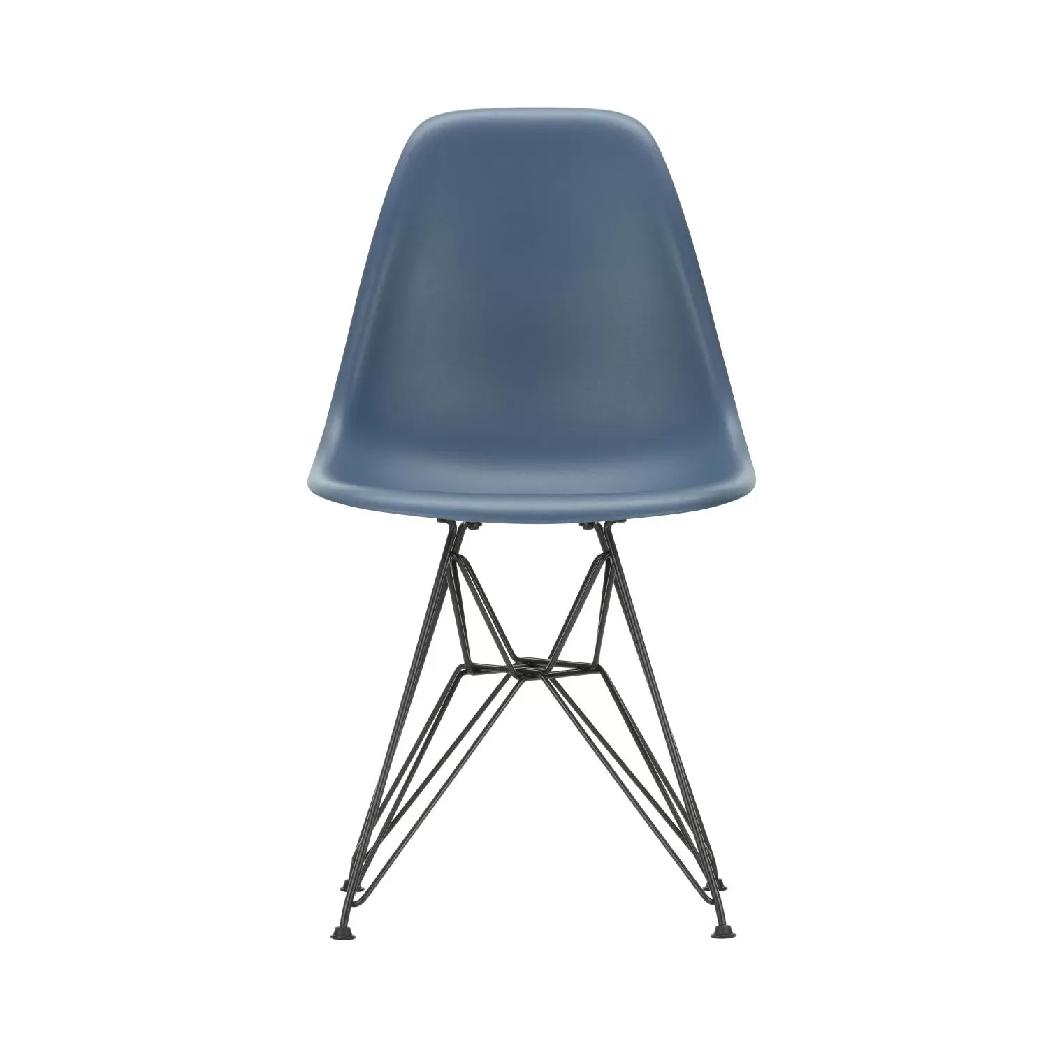 Vitra DSR Eames Plastic Side Chair - bleu marin RE - noir basique enduit de poudre