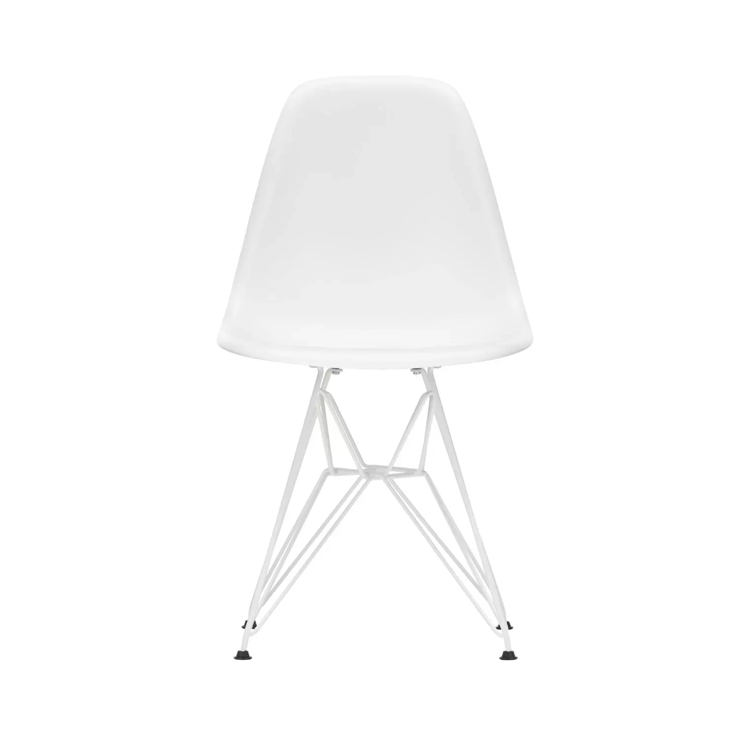 Vitra Chaise en plastique pour l'extérieur Eames DSR - blanc - Patins en feutre pour sols durs noirs