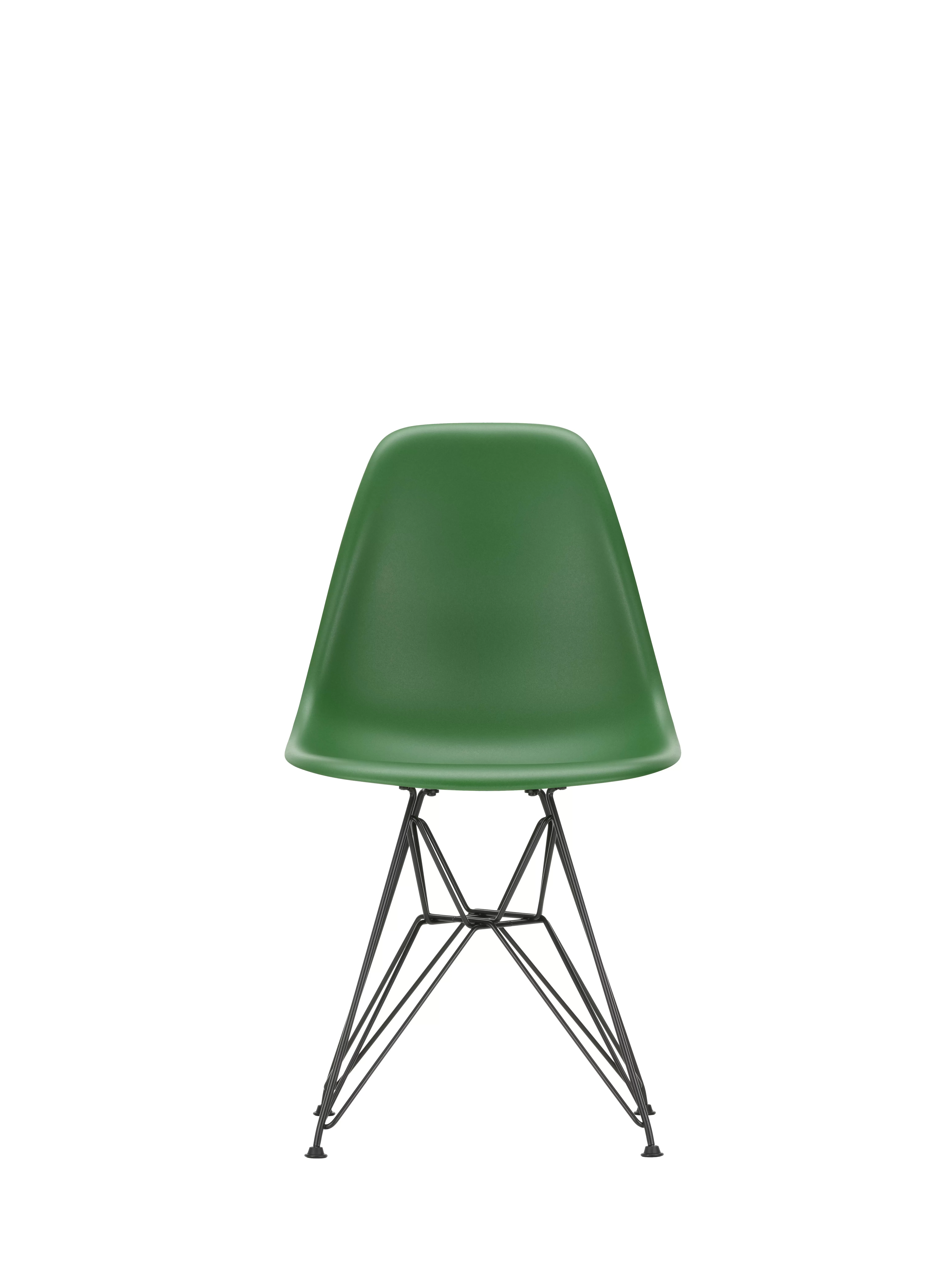 Vitra DSR Eames Plastic Side Chair - émeraude RE - noir basique enduit de poudre