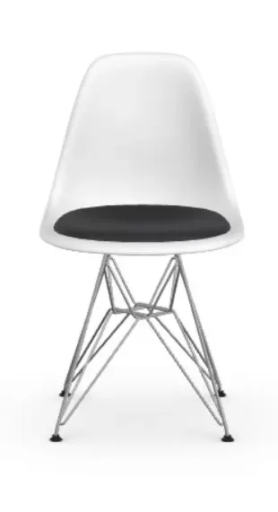 Vitra DSR avec coussin d'assise - blanc - chrome brillant - Hopsak - noir