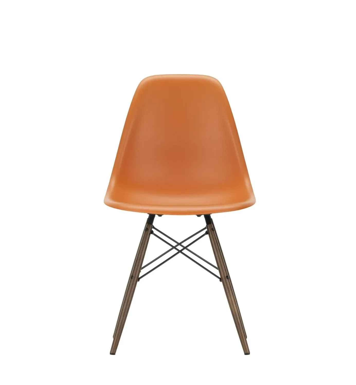 Vitra DSW Eames Plastic Side Chair - orange rouille RE - érable foncé