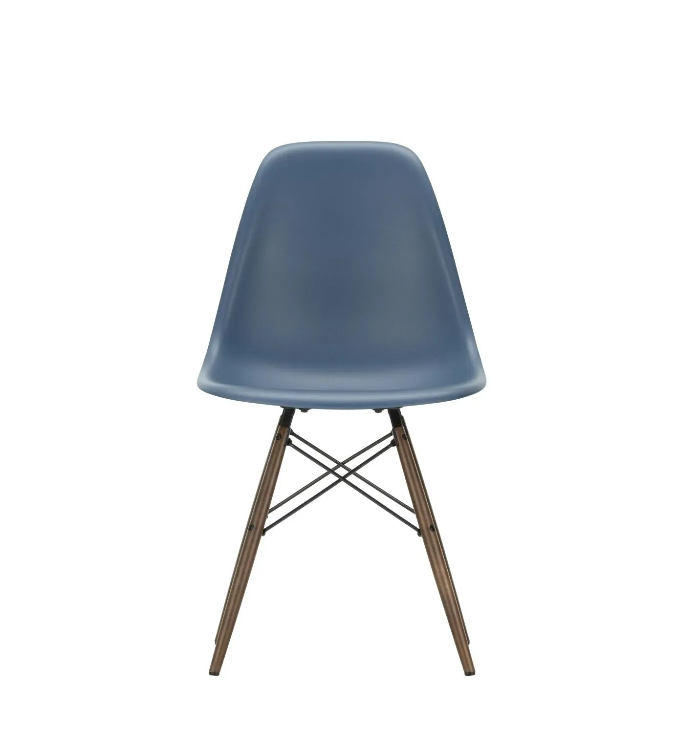 Vitra DSW Eames Plastic Side Chair - bleu marin RE - érable foncé
