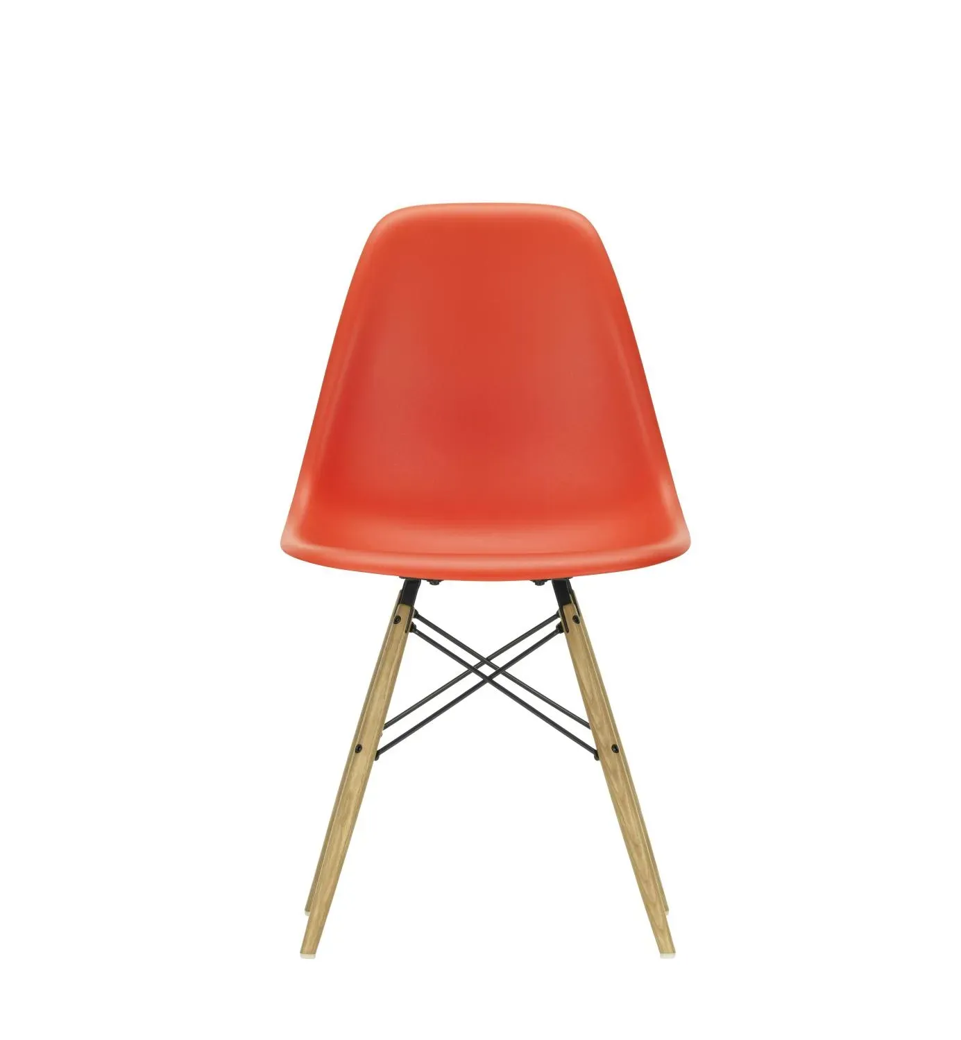 Vitra DSW Eames Plastic Side Chair - poppy red RE - Frêne couleur miel