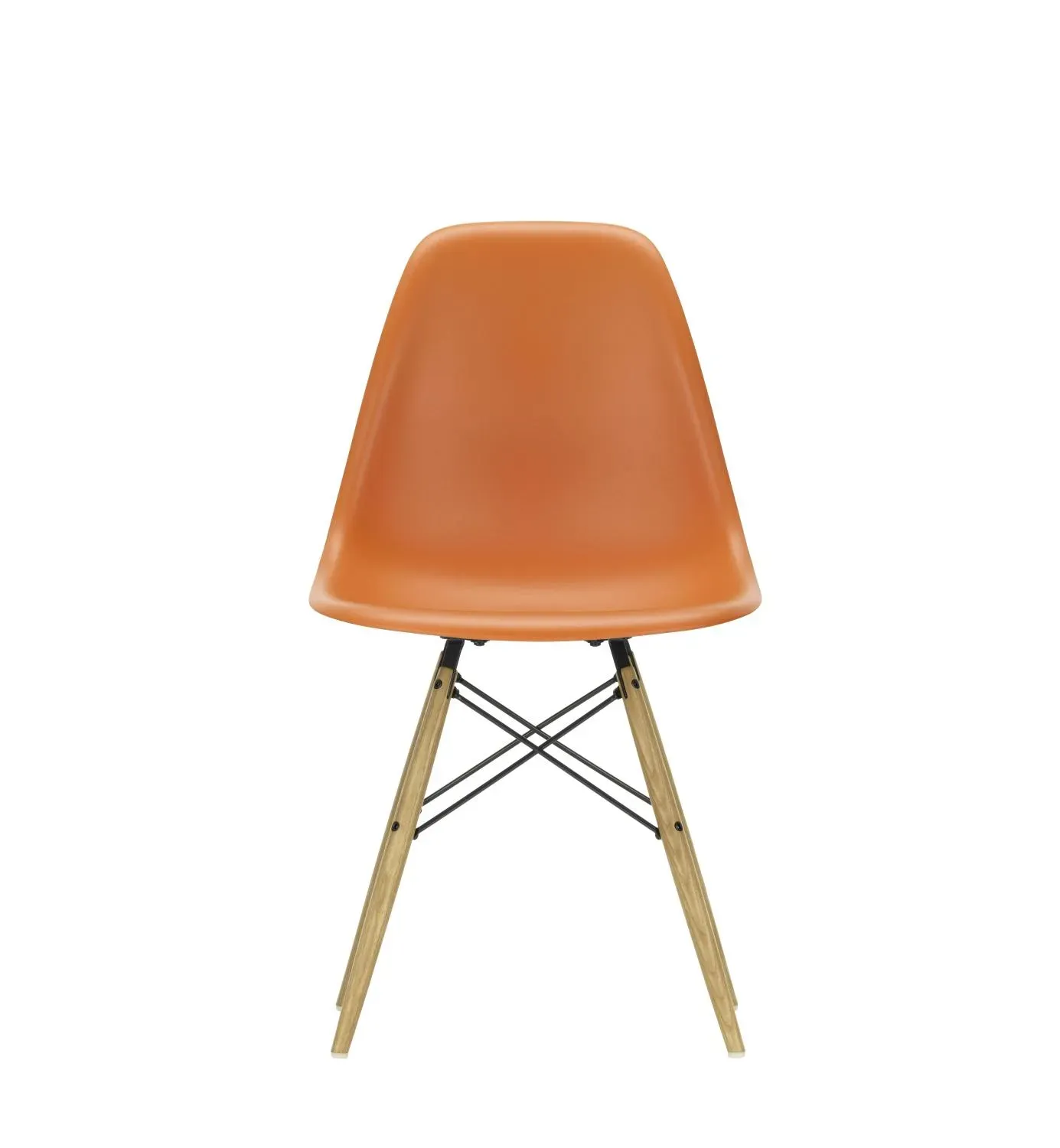 Vitra DSW Eames Plastic Side Chair - orange rouille RE - Frêne couleur miel