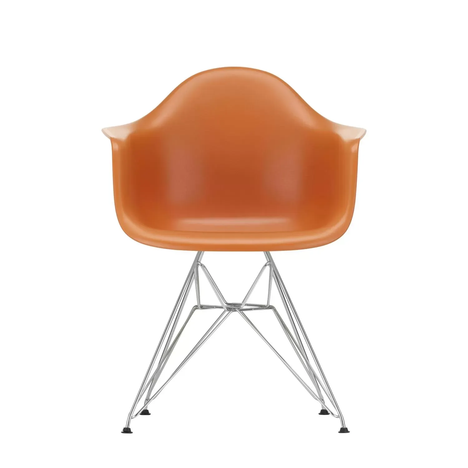 Vitra DAR Eames Plastic Armchair - orange rouille RE - chromé