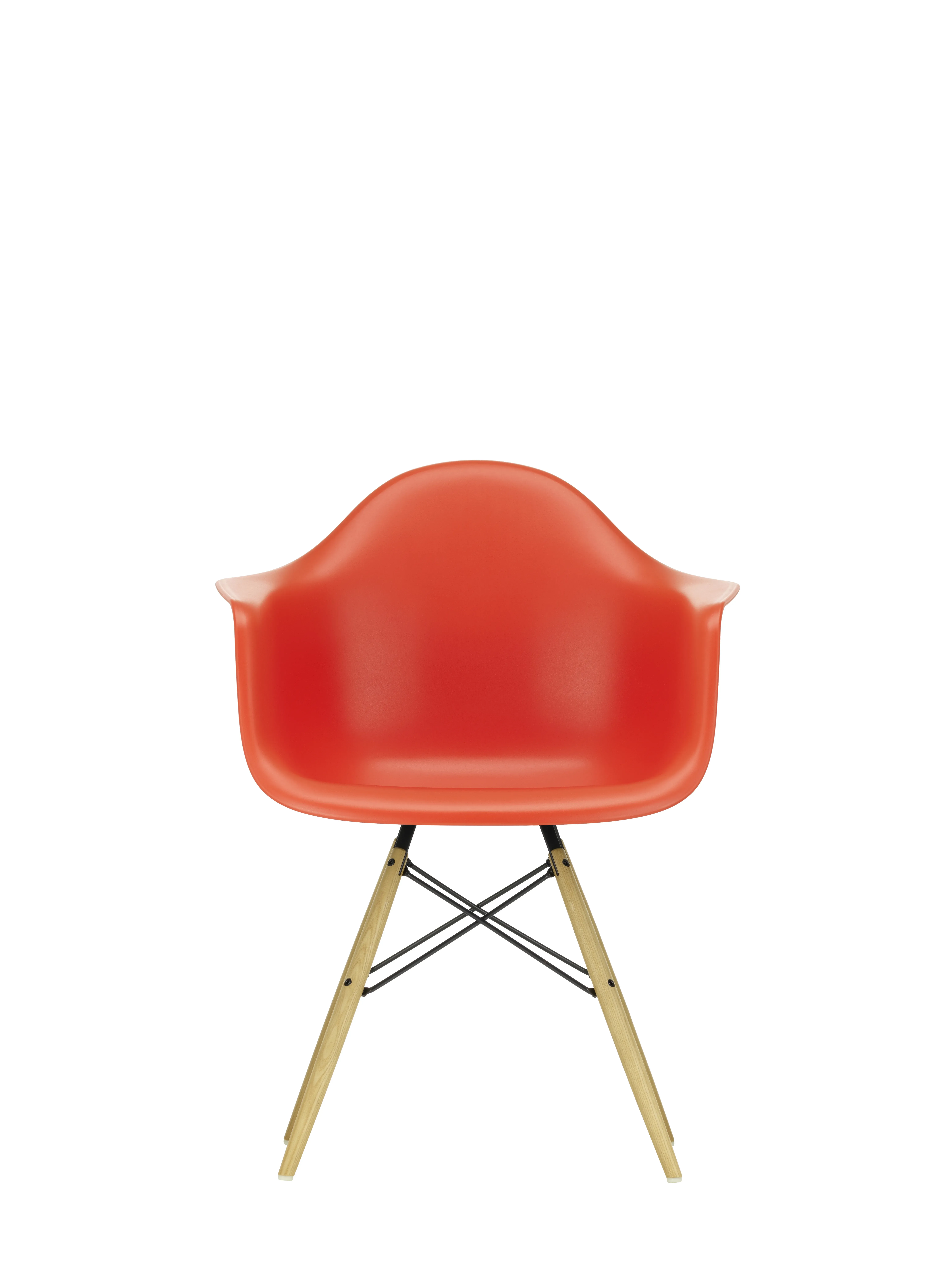 Vitra DAW Eames Plastic Armchair - poppy red RE - Frêne couleur miel