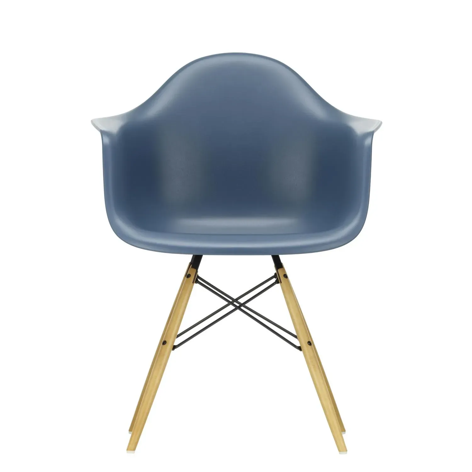 Vitra DAW Eames Plastic Armchair - bleu marin RE - érable jaune