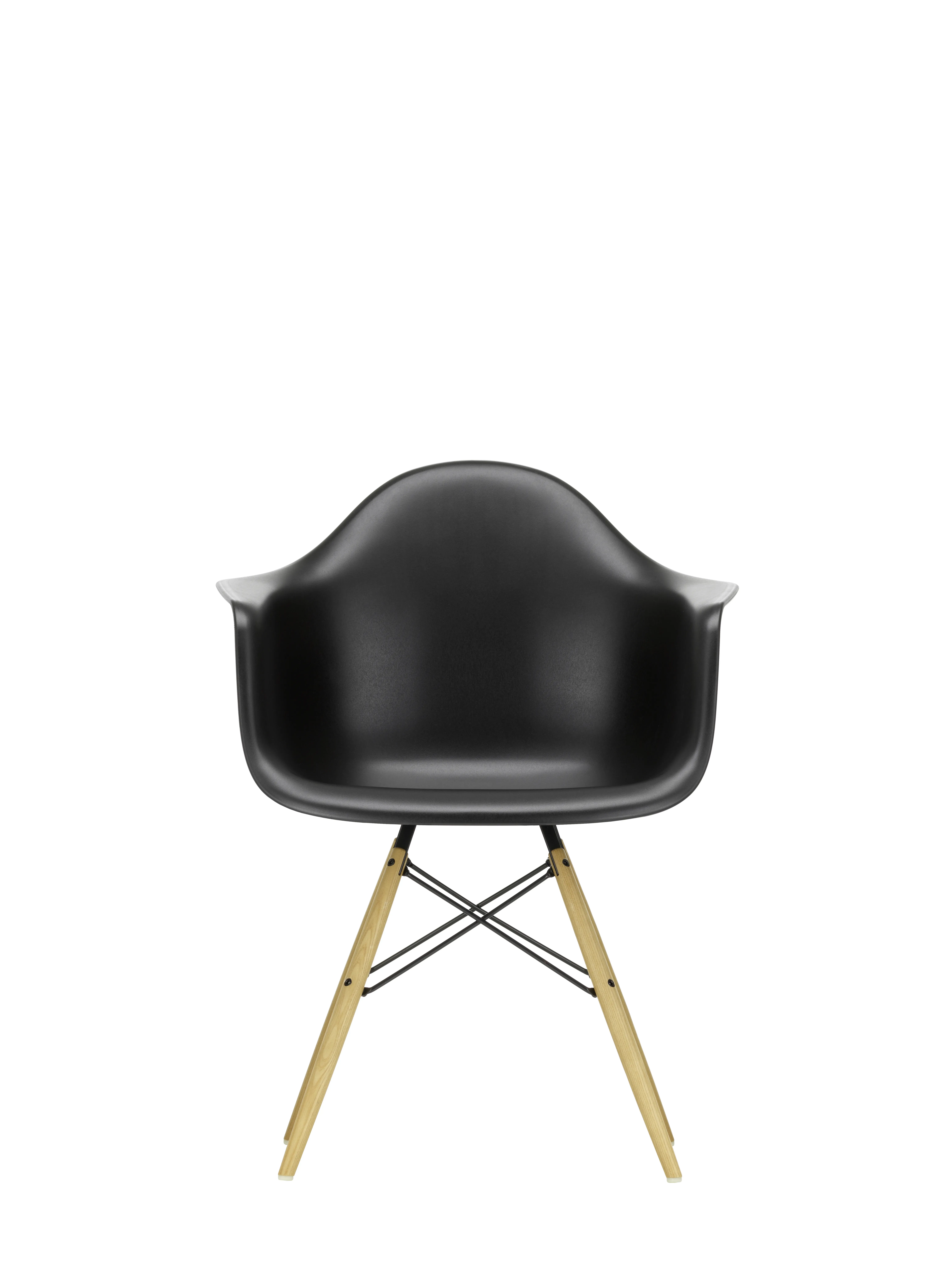 Vitra DAW Eames Plastic Armchair - noir foncé RE - Frêne couleur miel