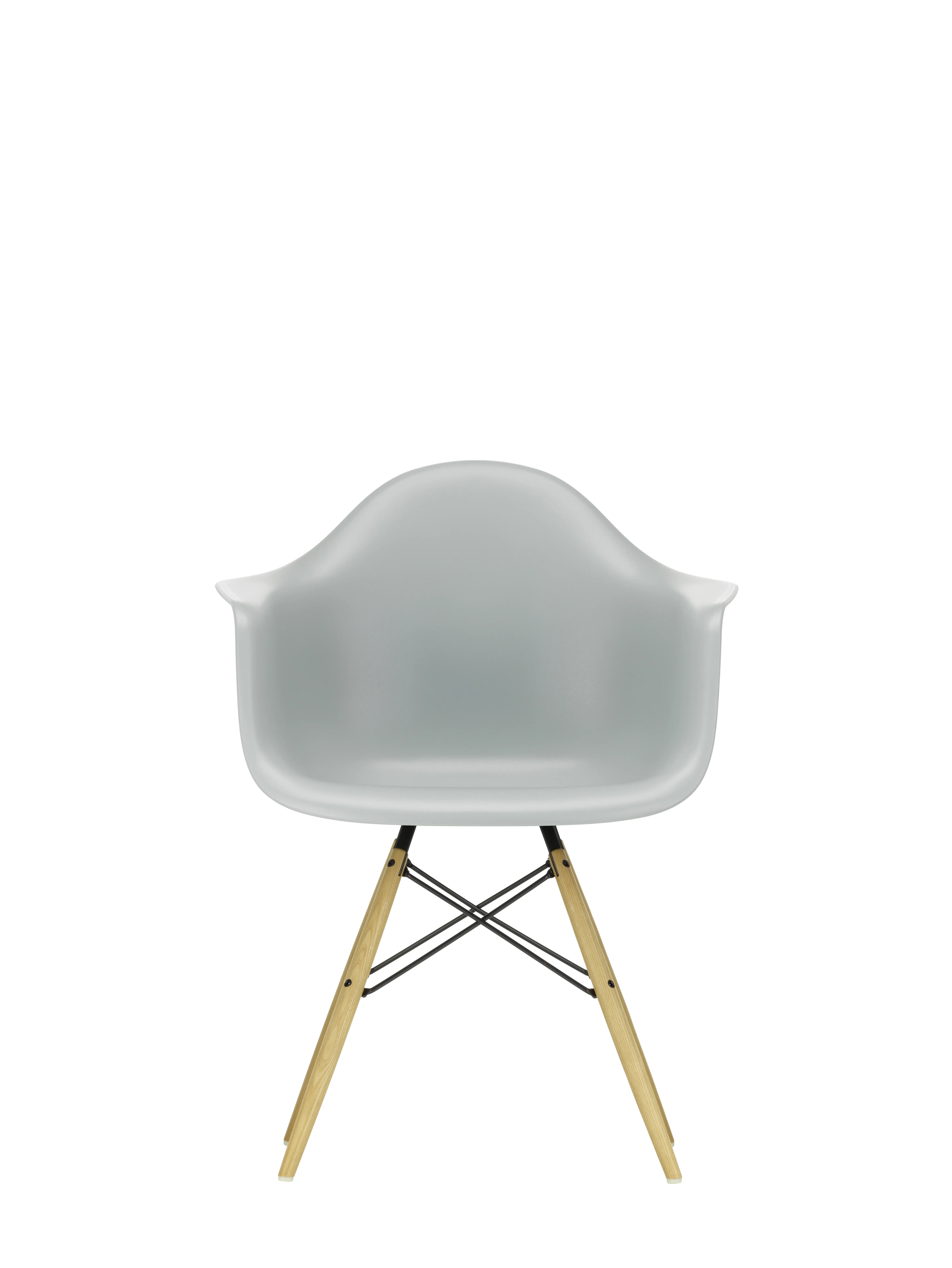 Vitra DAW Eames Plastic Armchair - gris clair RE - Frêne couleur miel
