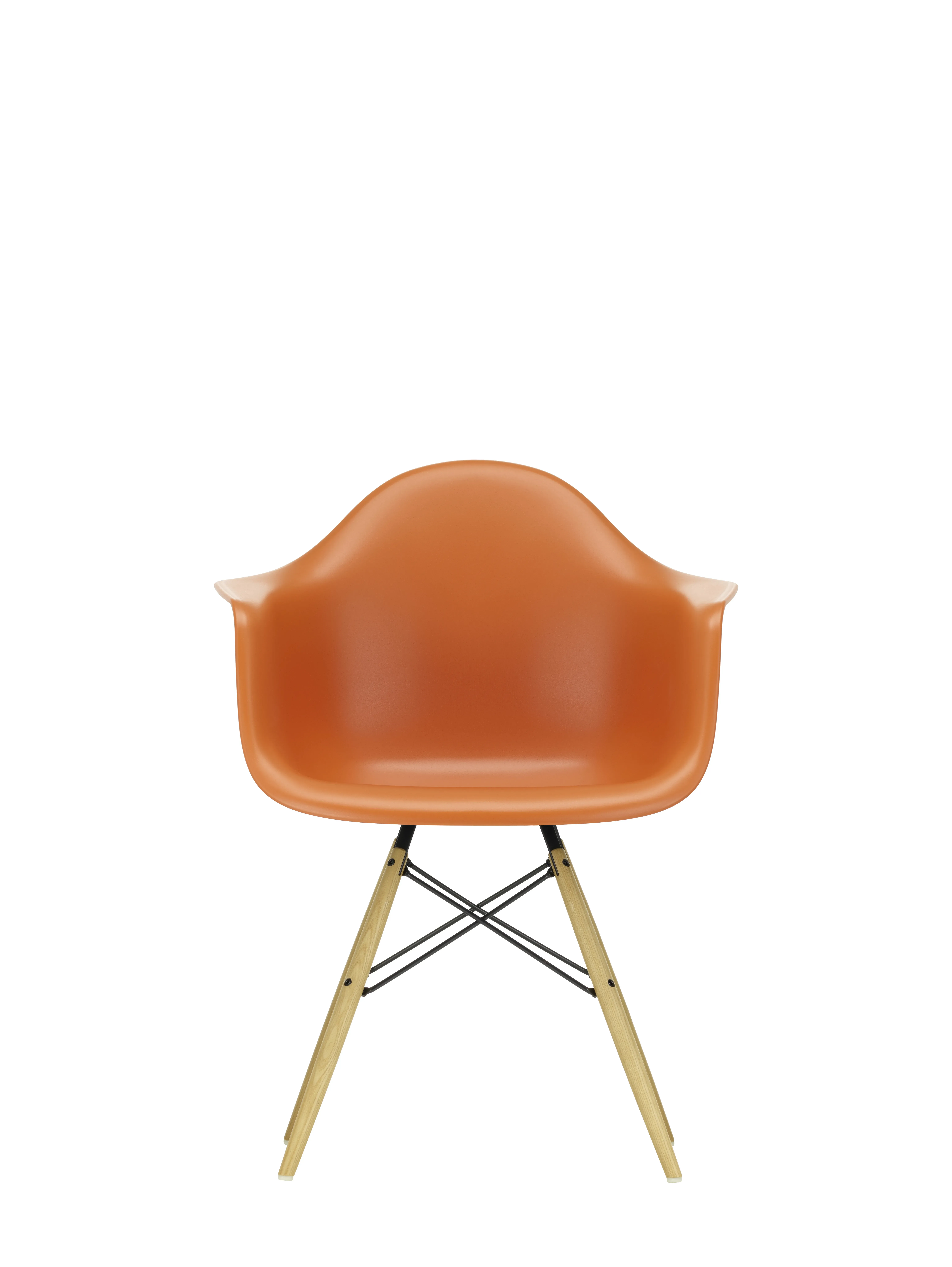 Vitra DAW Eames Plastic Armchair - orange rouille RE - Frêne couleur miel