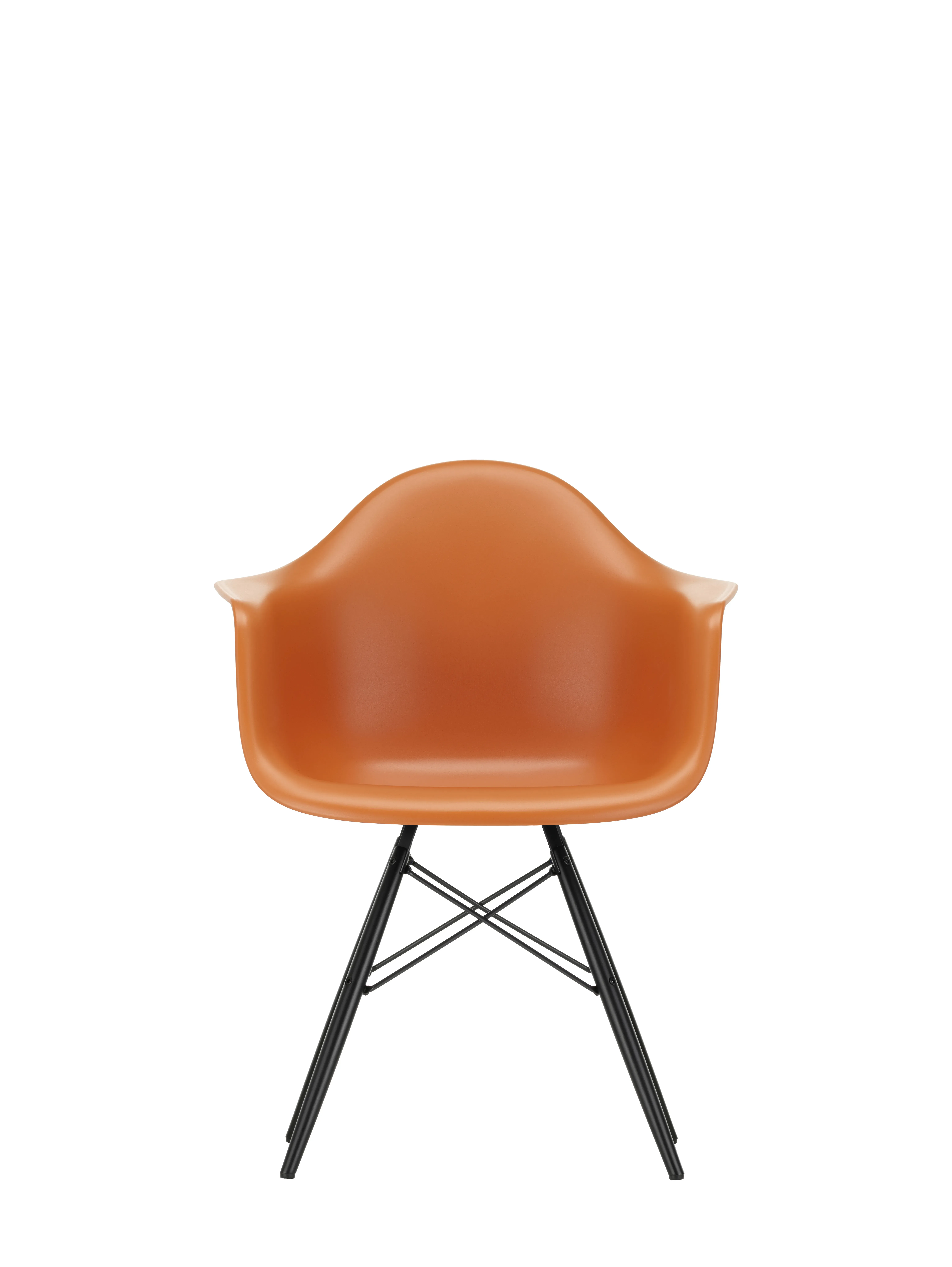 Vitra DAW Eames Plastic Armchair - orange rouille RE - érable noir