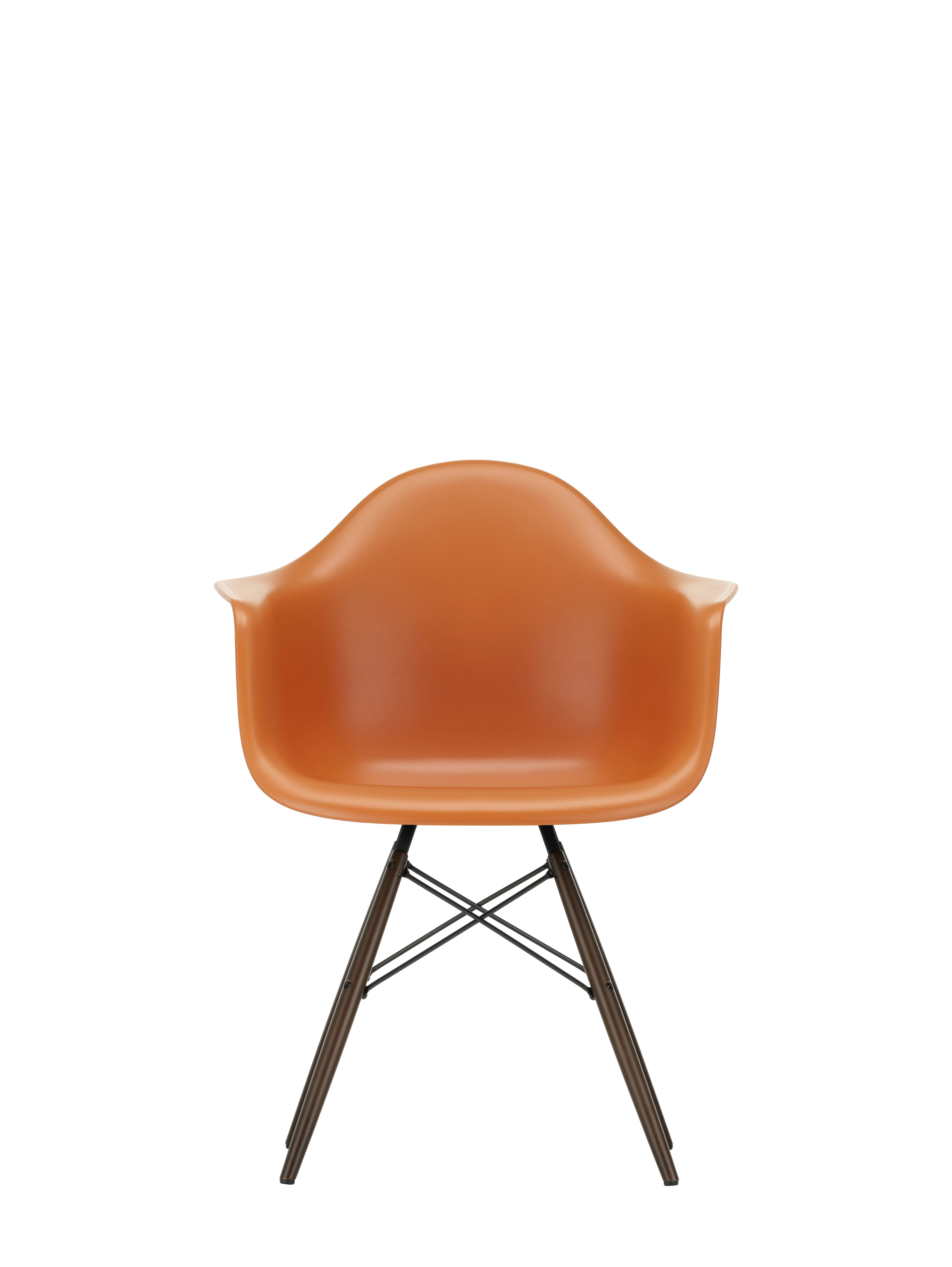 Vitra DAW Eames Plastic Armchair - orange rouille RE - érable foncé