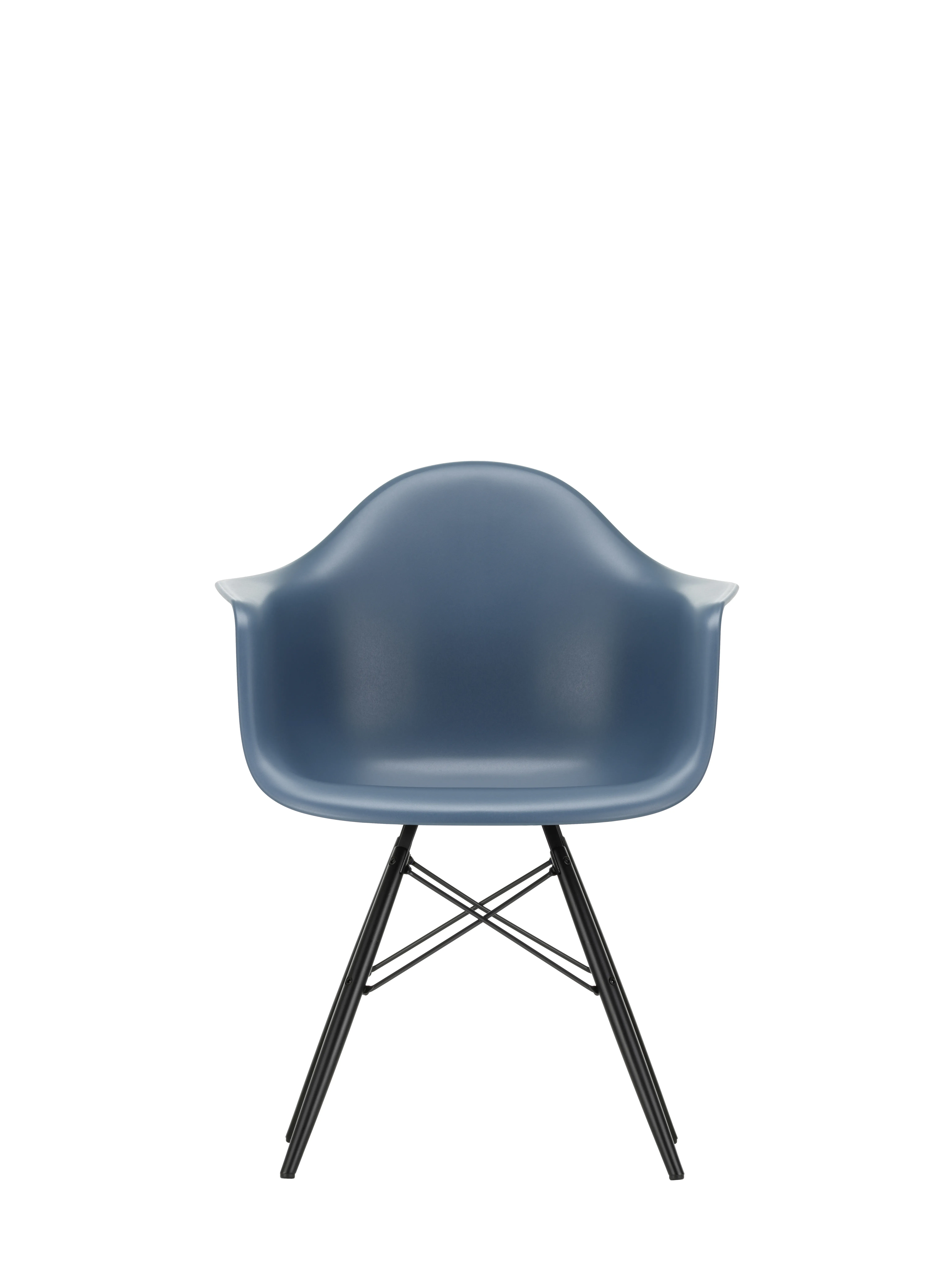 Vitra DAW Eames Plastic Armchair - bleu marin RE - érable noir