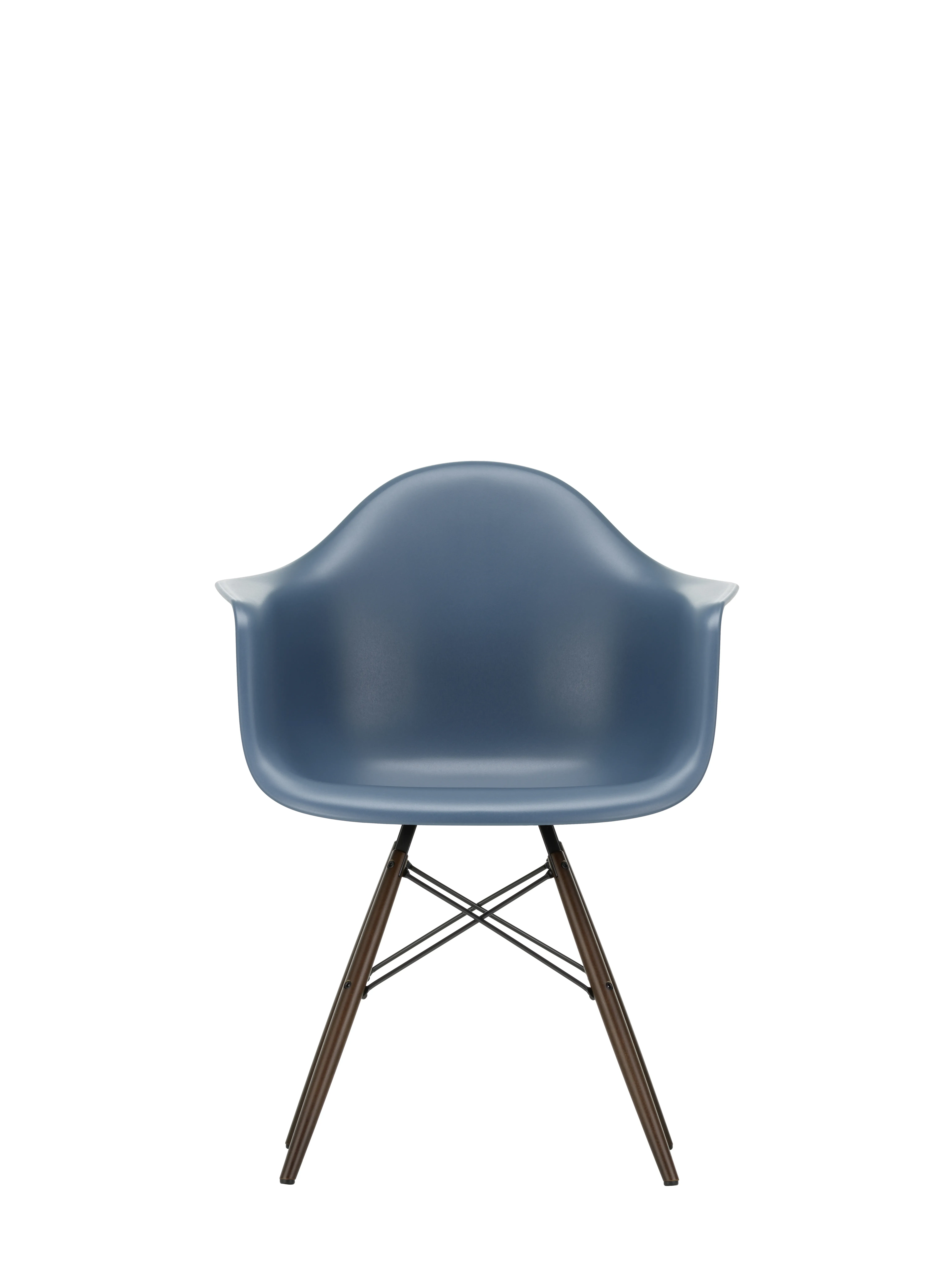 Vitra DAW Eames Plastic Armchair - bleu marin RE - érable foncé