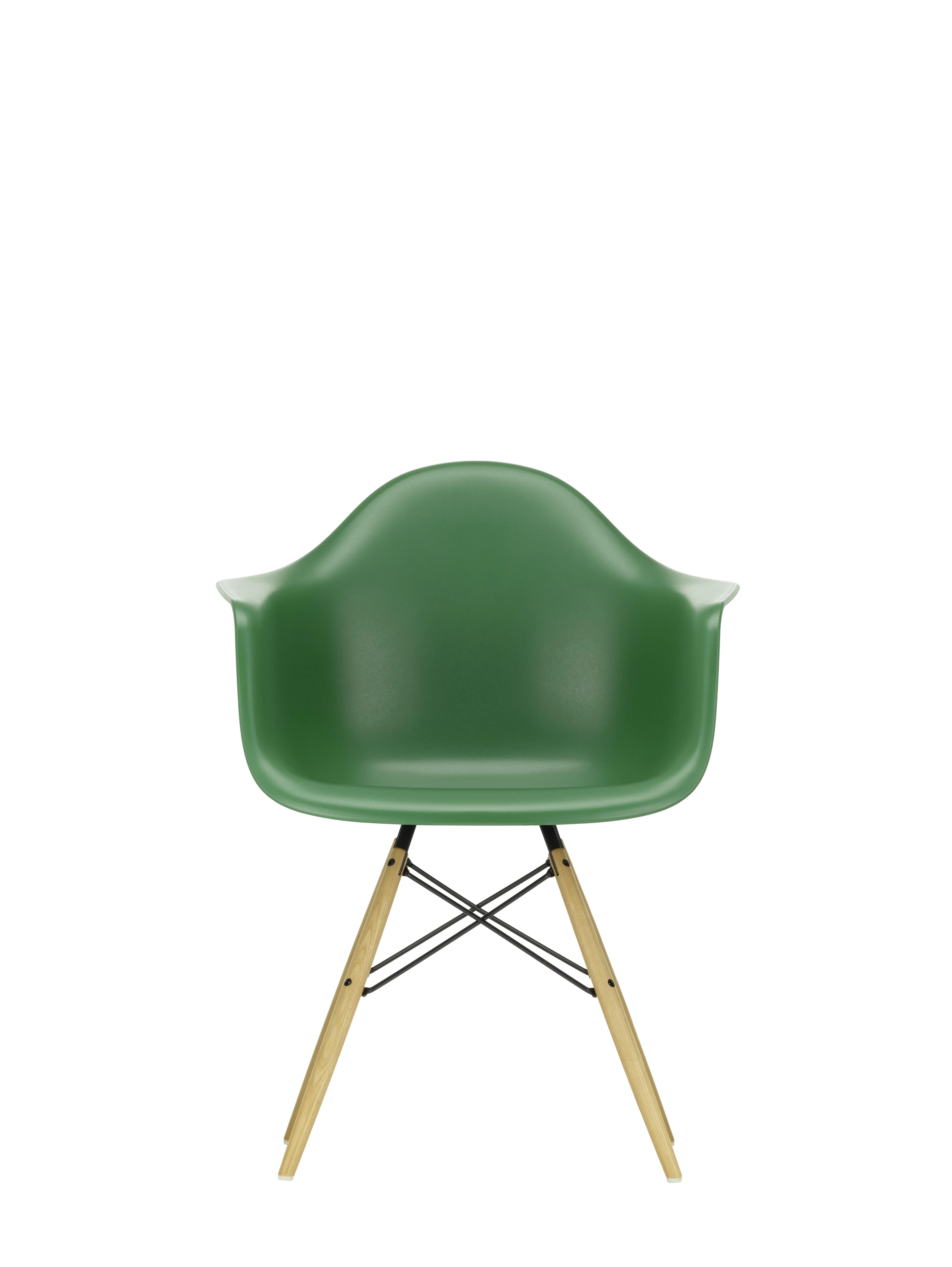 Vitra DAW Eames Plastic Armchair - émeraude RE - Frêne couleur miel