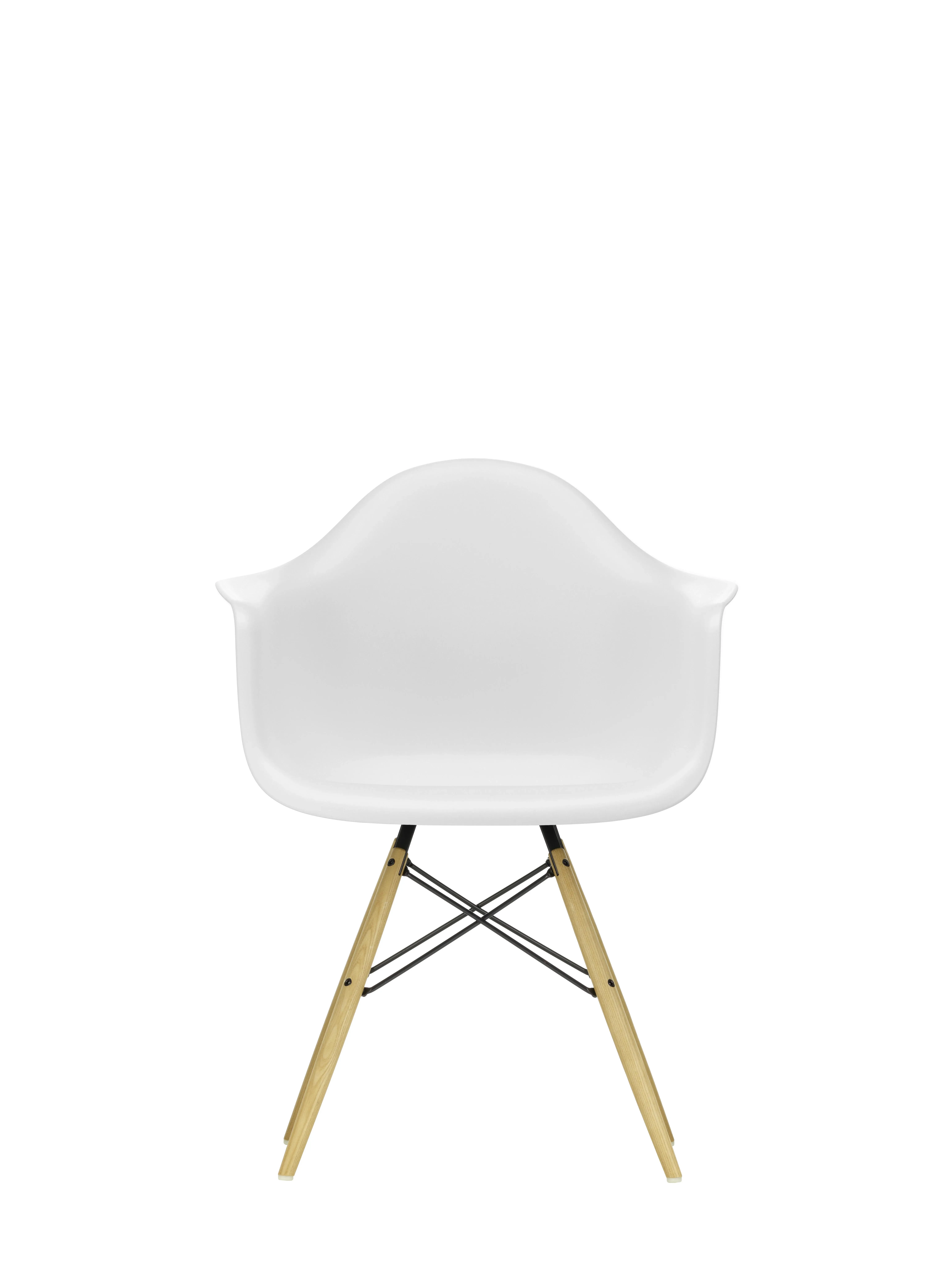 Vitra DAW Eames Plastic Armchair - coton blanc  RE - Frêne couleur miel