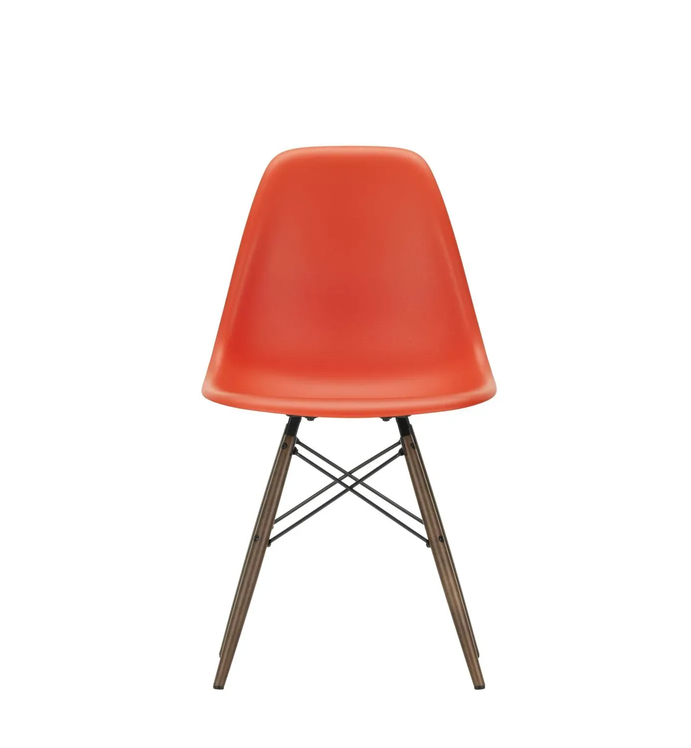 Vitra DSW Eames Plastic Side Chair - poppy red RE - érable foncé