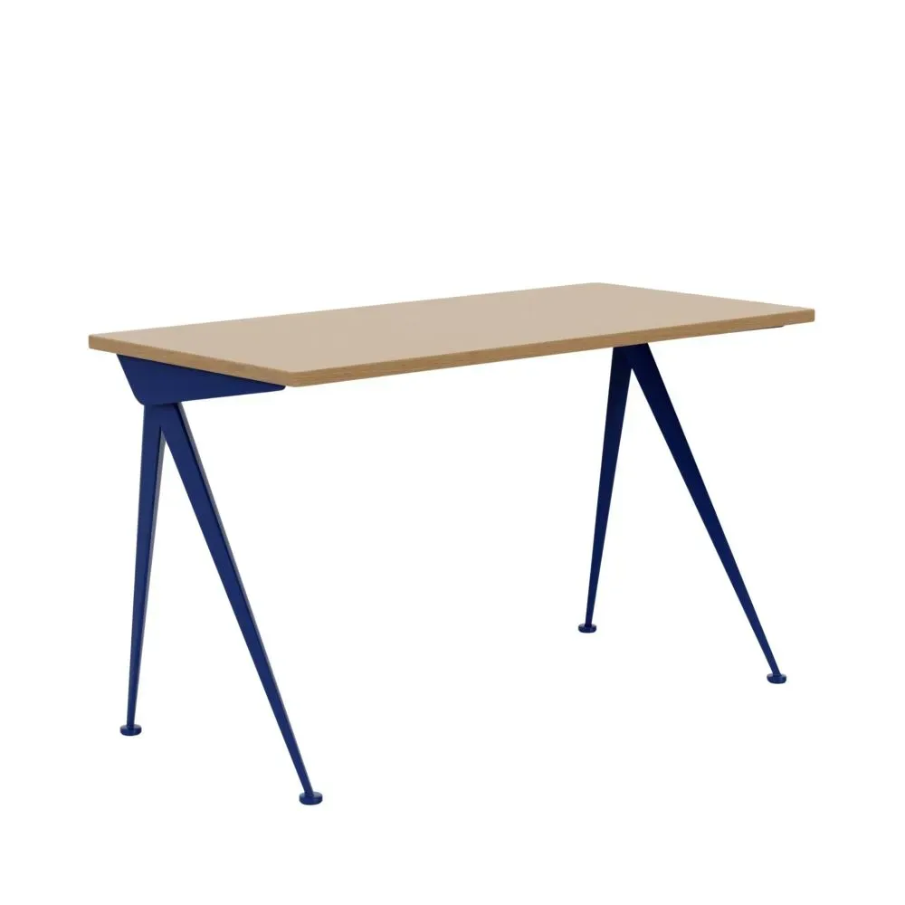 Vitra Table Compas Direction - Prouvé Bleu Marcoule - Chêne massif huilé