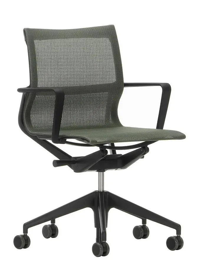 Vitra Chaise de bureau Physix Piètement à cinq étoiles - noir profond - 03 roseau - Noir foncé - roulettes pour sols durs