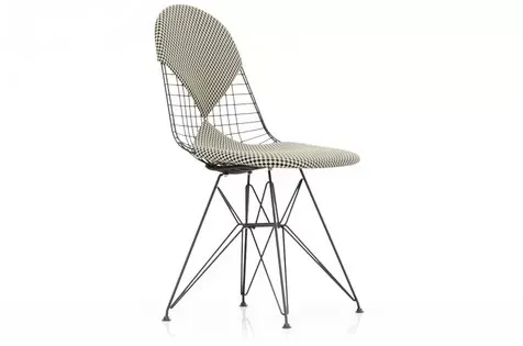 Vitra Chaise métallique DKR-2 - noir - Checker - patin pour sols durs