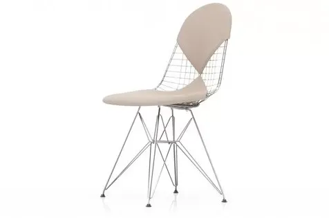 Vitra Chaise métallique DKR-2 - patin pour sols durs - Hopsak - nude/ivoire - chromé