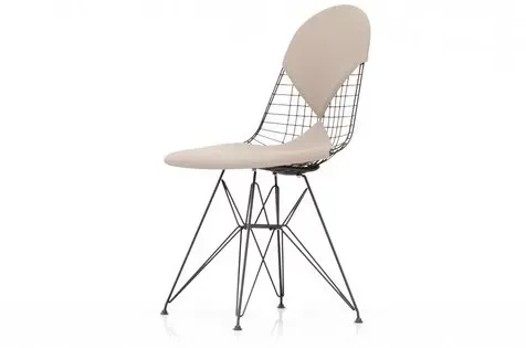 Vitra Chaise métallique DKR-2 - noir - Hopsak - nude/ivoire - patin pour sols durs