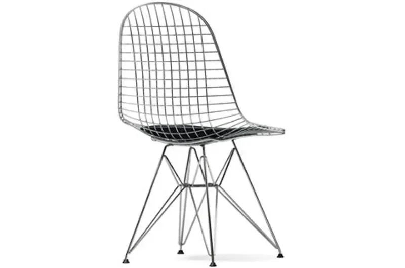 Vitra Chaise Wire DKR-5 - chromé - Cuir asphalte