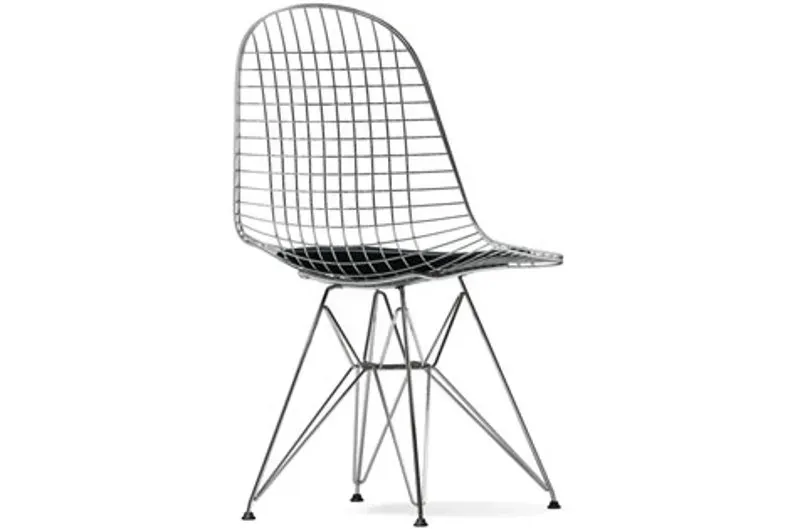 Vitra Chaise Wire DKR-5 - chromé - Cuir nero