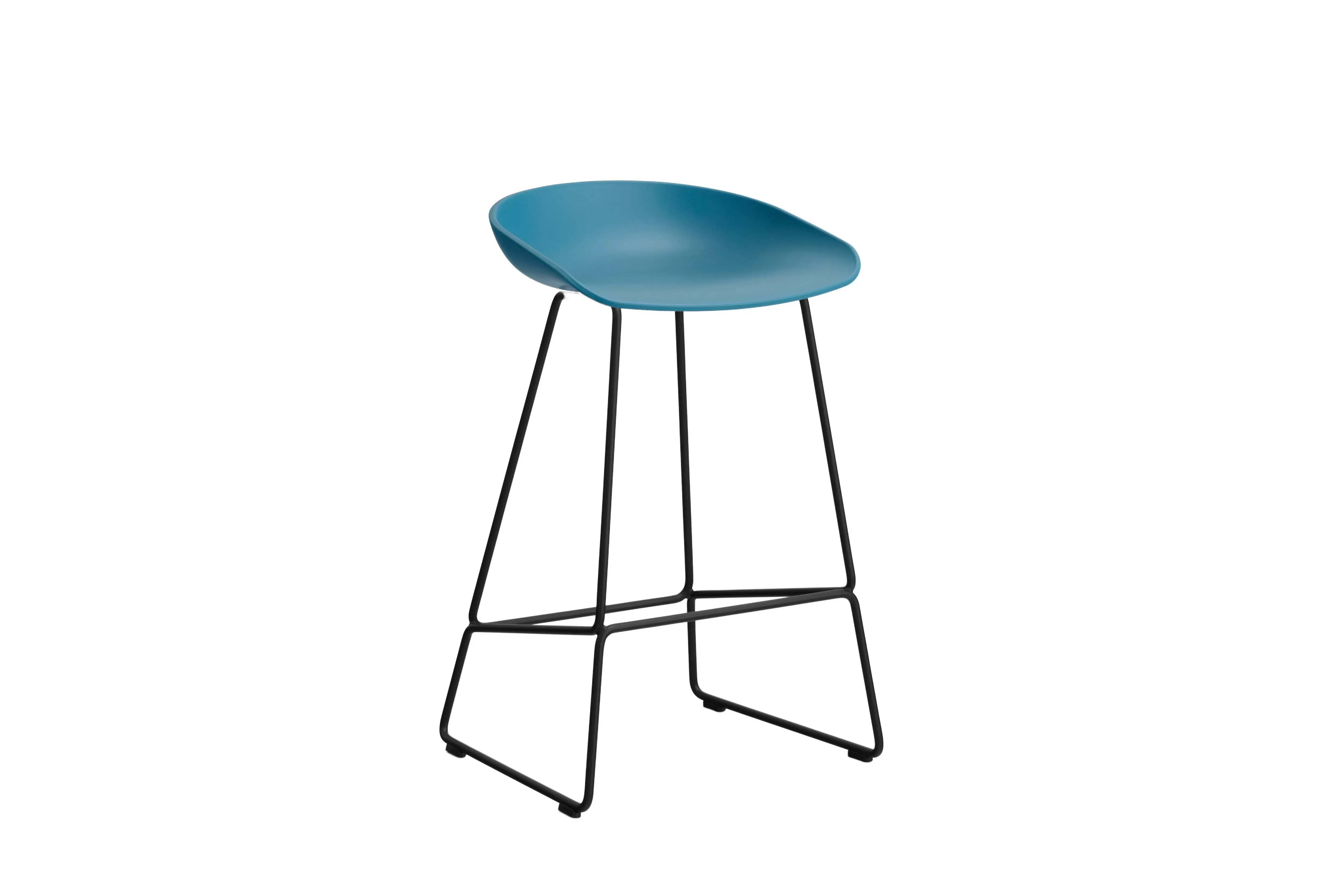 HAY About a Stool AAS 38 - patins standards en plastique - Hauteur d'assise 65 cm - azure blue 2.0 - noir