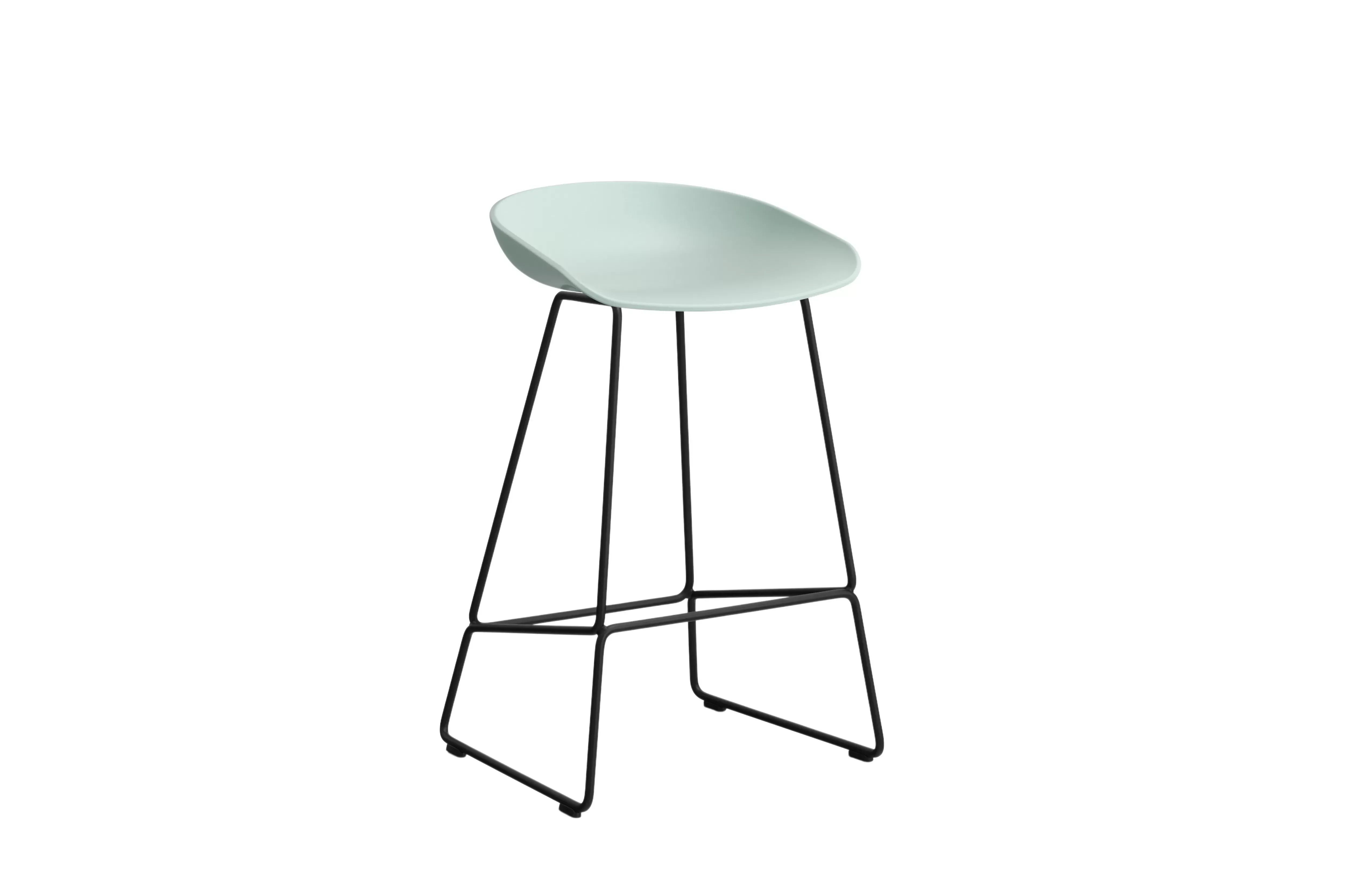 HAY About a Stool AAS 38 - patins standards en plastique - Hauteur d'assise 65 cm - dusty mint 2.0 - noir