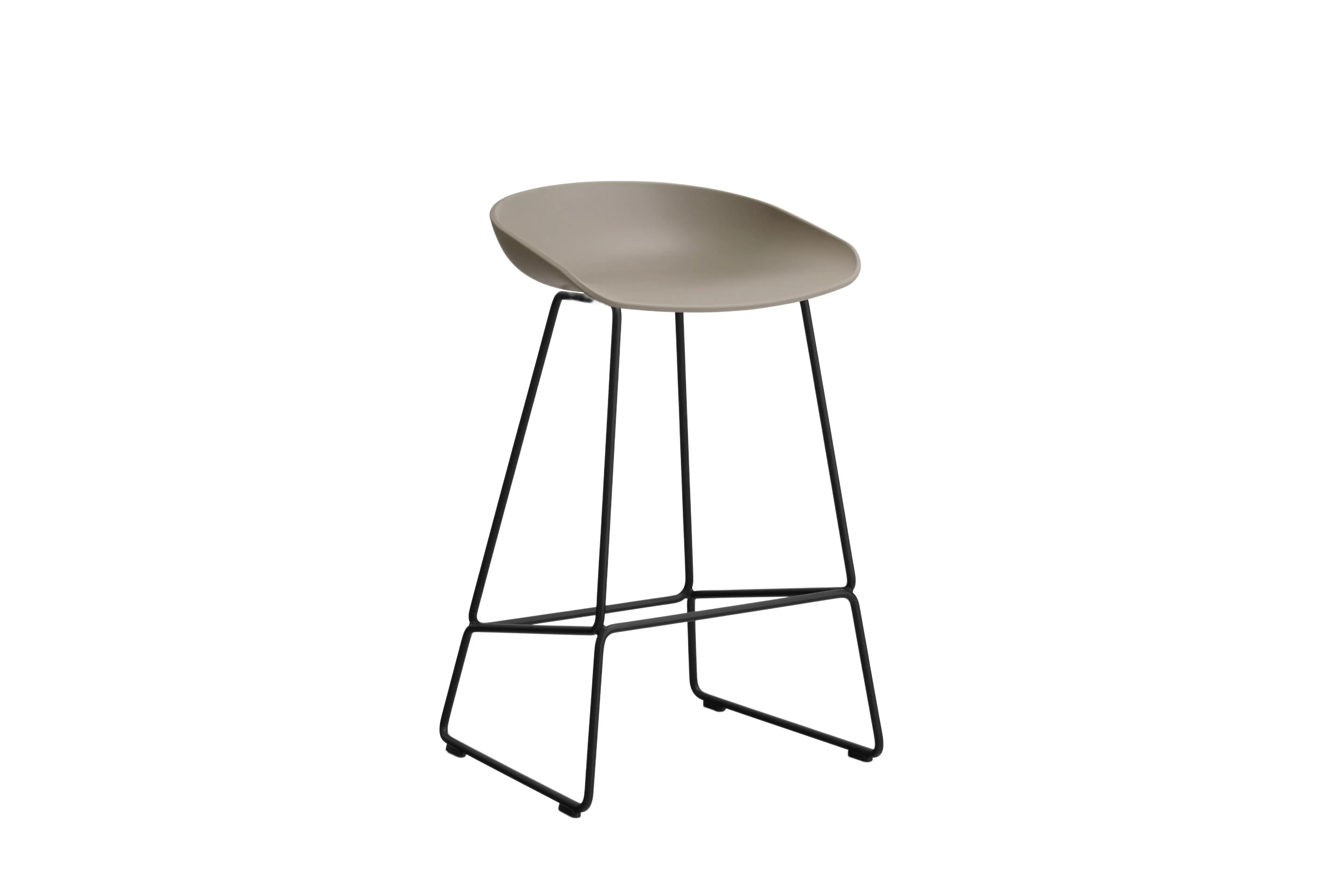 HAY About a Stool AAS 38 - patins standards en plastique - Hauteur d'assise 65 cm - khaki 2.0 - noir