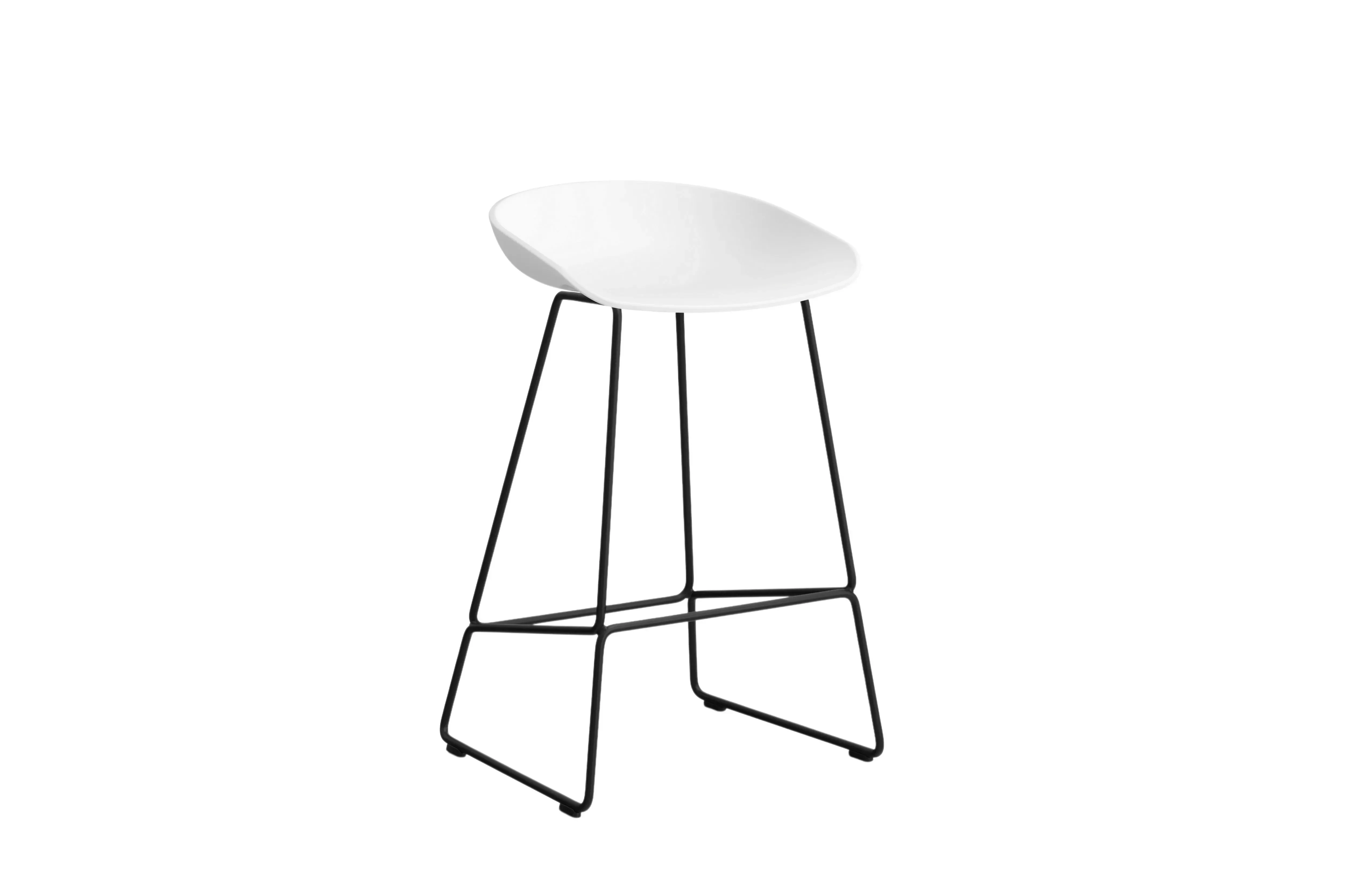 HAY About a Stool AAS 38 - patins standards en plastique - Hauteur d'assise 65 cm - white 2.0 - noir