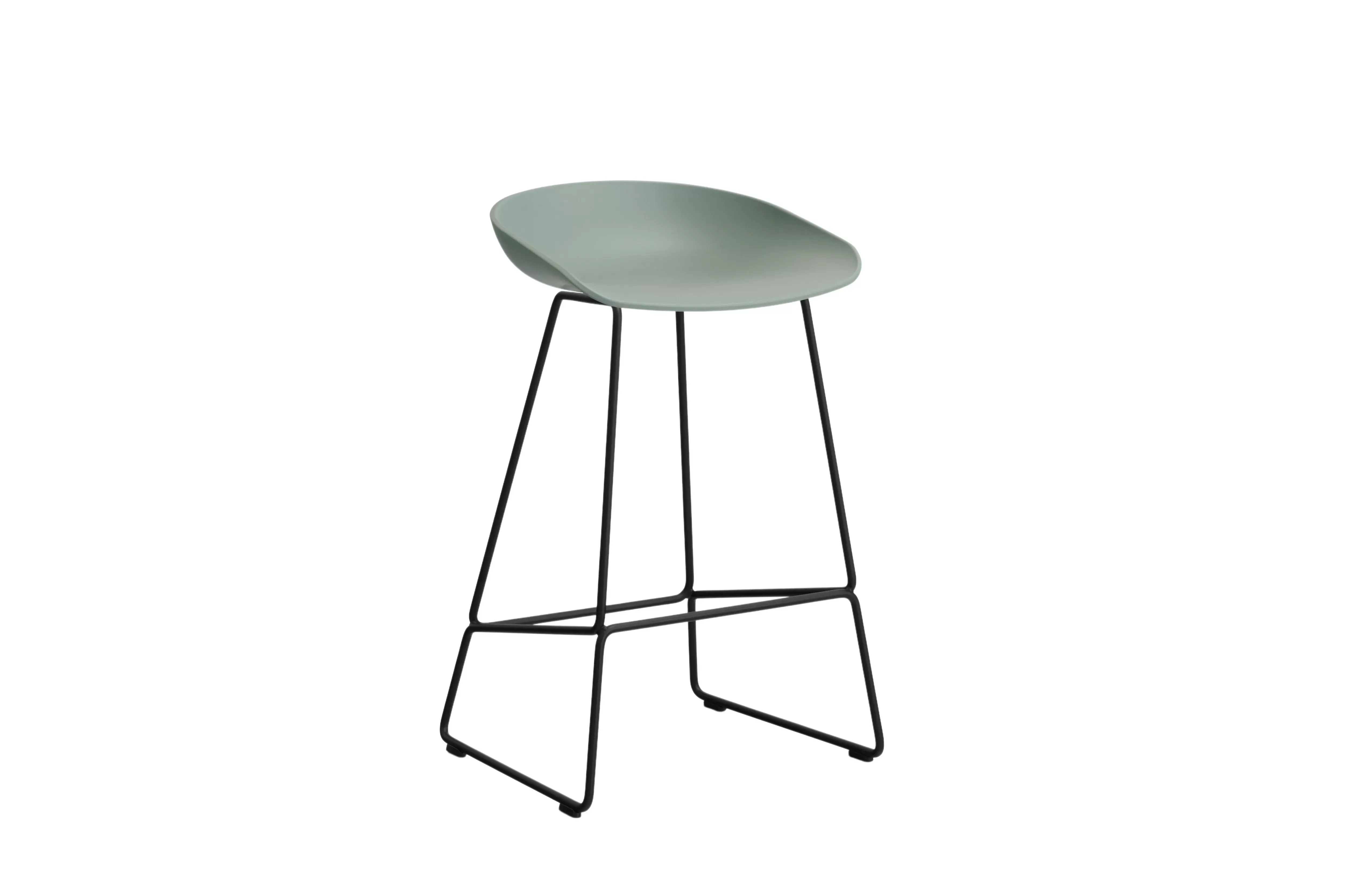 HAY About a Stool AAS 38 - fall green 2.0 - noir - patins en feutre - Hauteur d'assise 65 cm