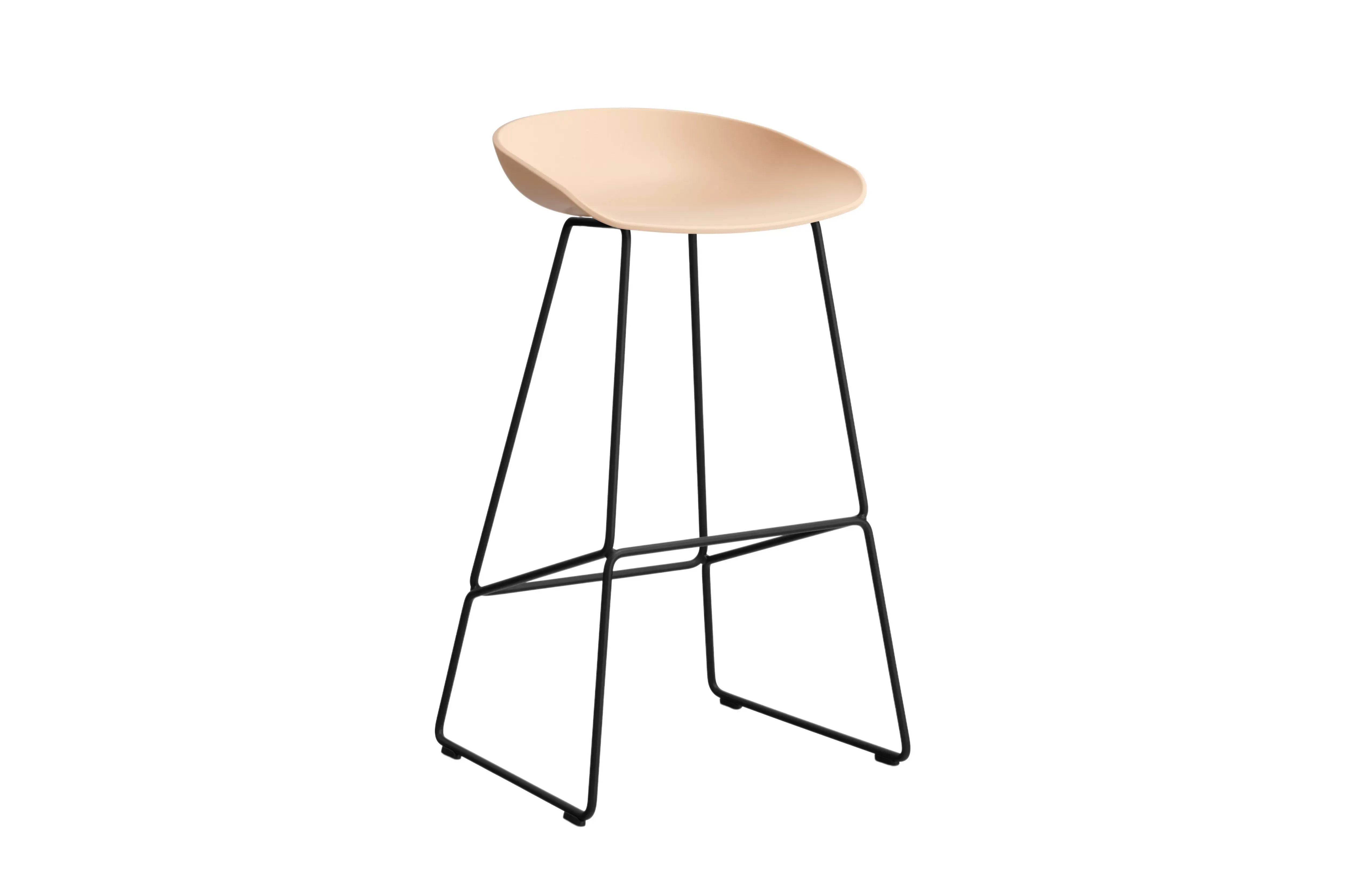 HAY About a Stool AAS 38 - pale peach 2.0 - noir - patins standards en plastique - Hauteur d'assise 75 cm