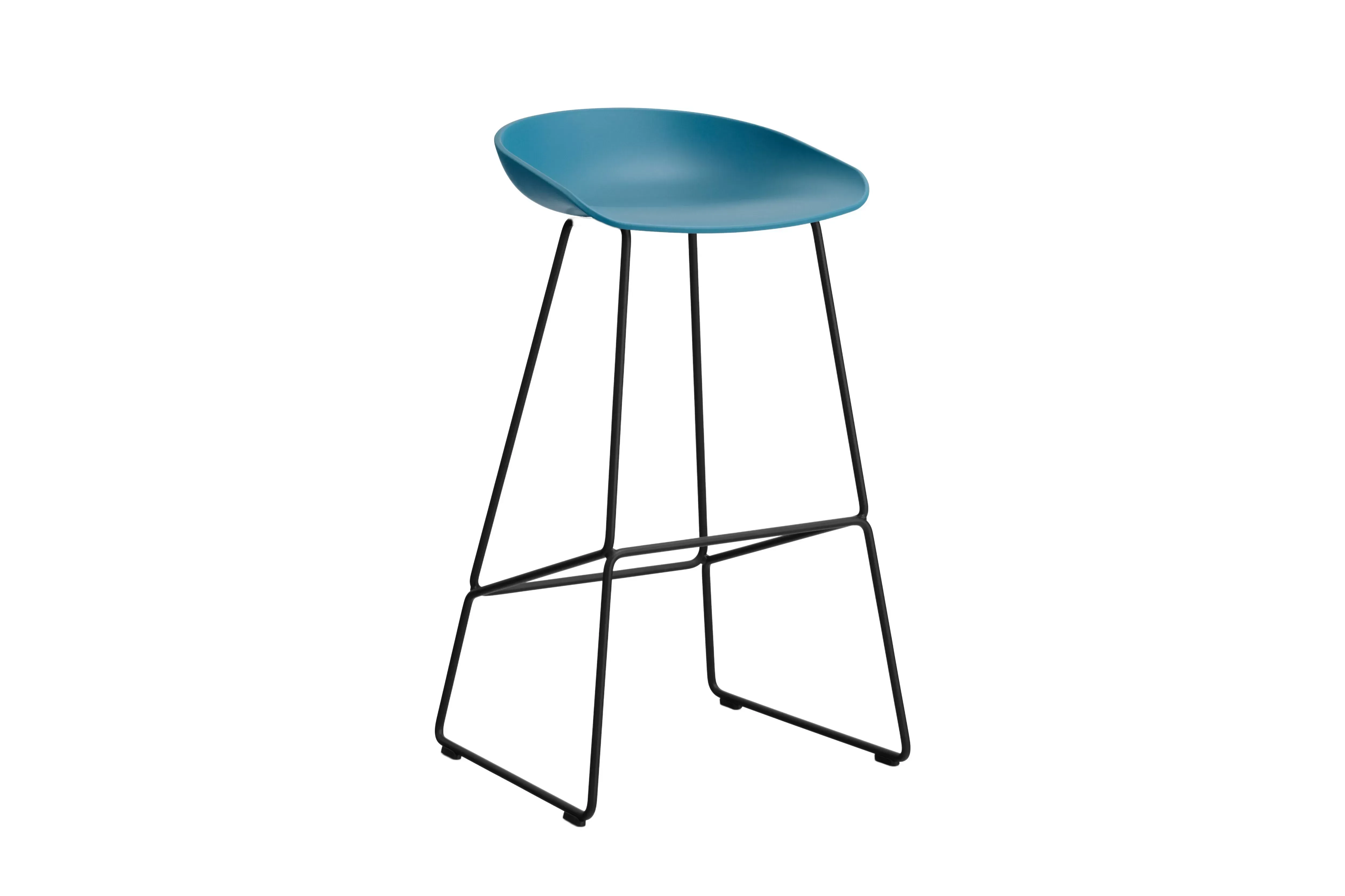 HAY About a Stool AAS 38 - patins standards en plastique - Hauteur d'assise 75 cm - azure blue 2.0 - noir
