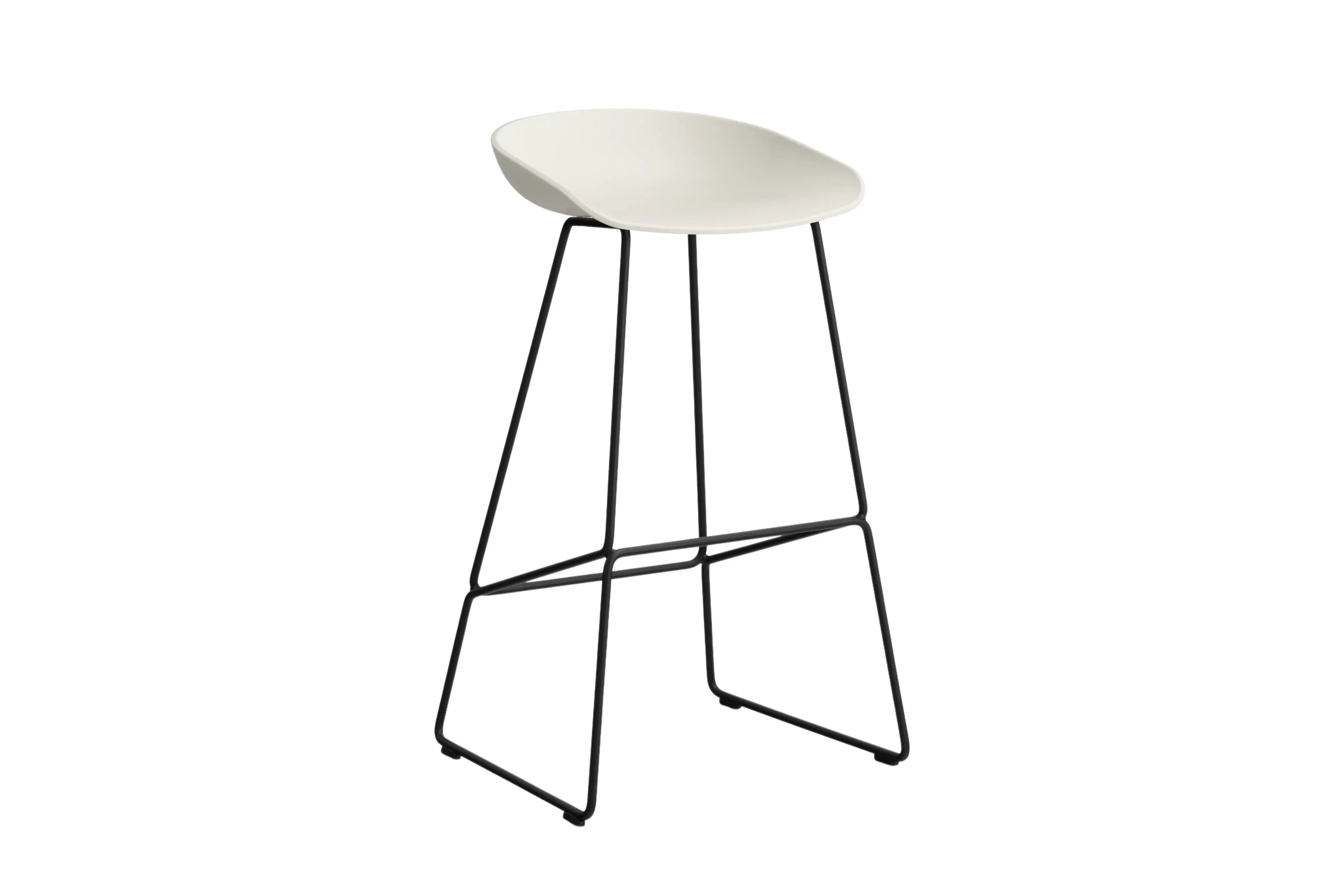 HAY About a Stool AAS 38 - melange cream 2.0 - noir - patins standards en plastique - Hauteur d'assise 75 cm
