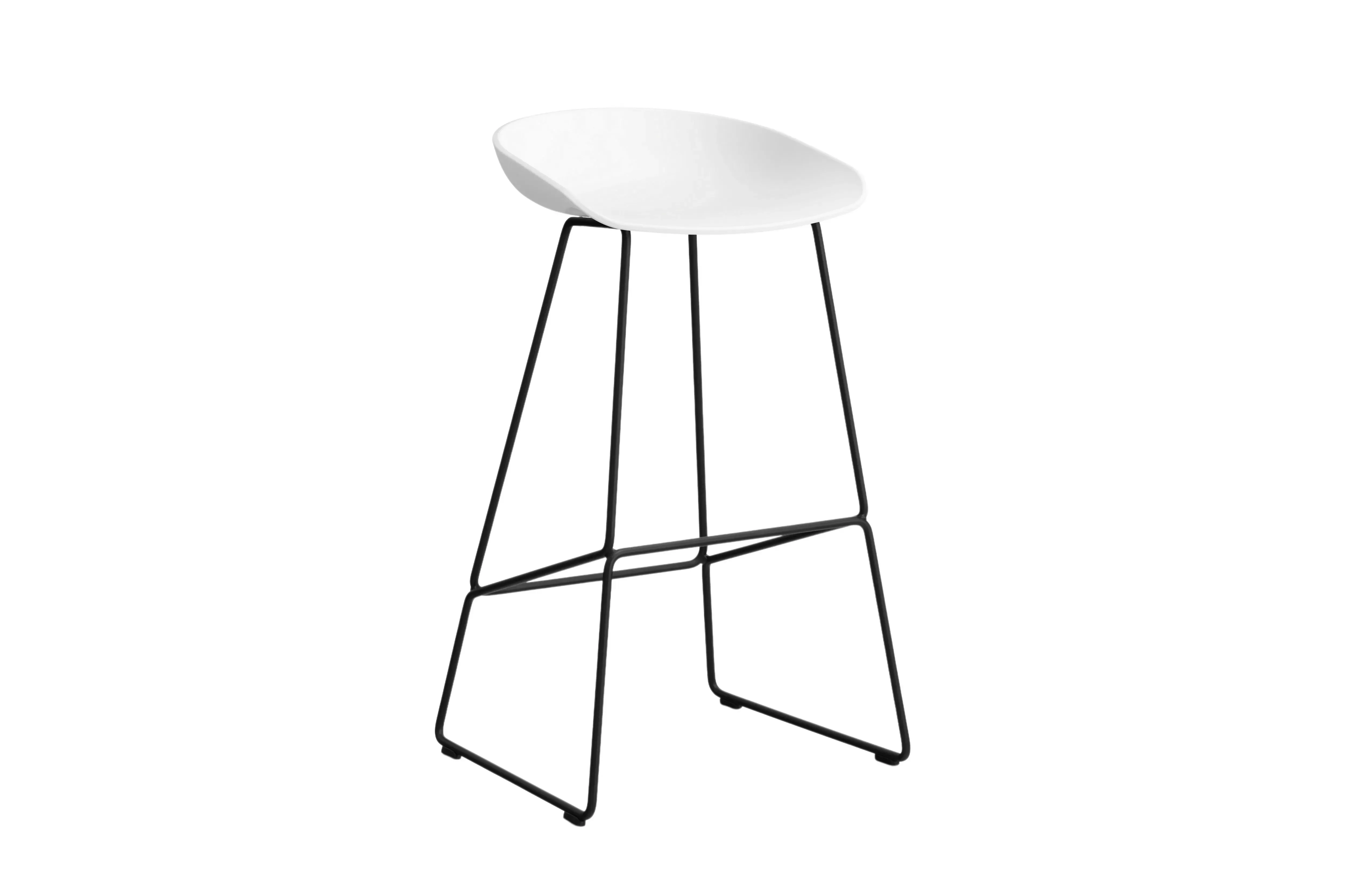 HAY About a Stool AAS 38 - patins standards en plastique - Hauteur d'assise 75 cm - white 2.0 - noir