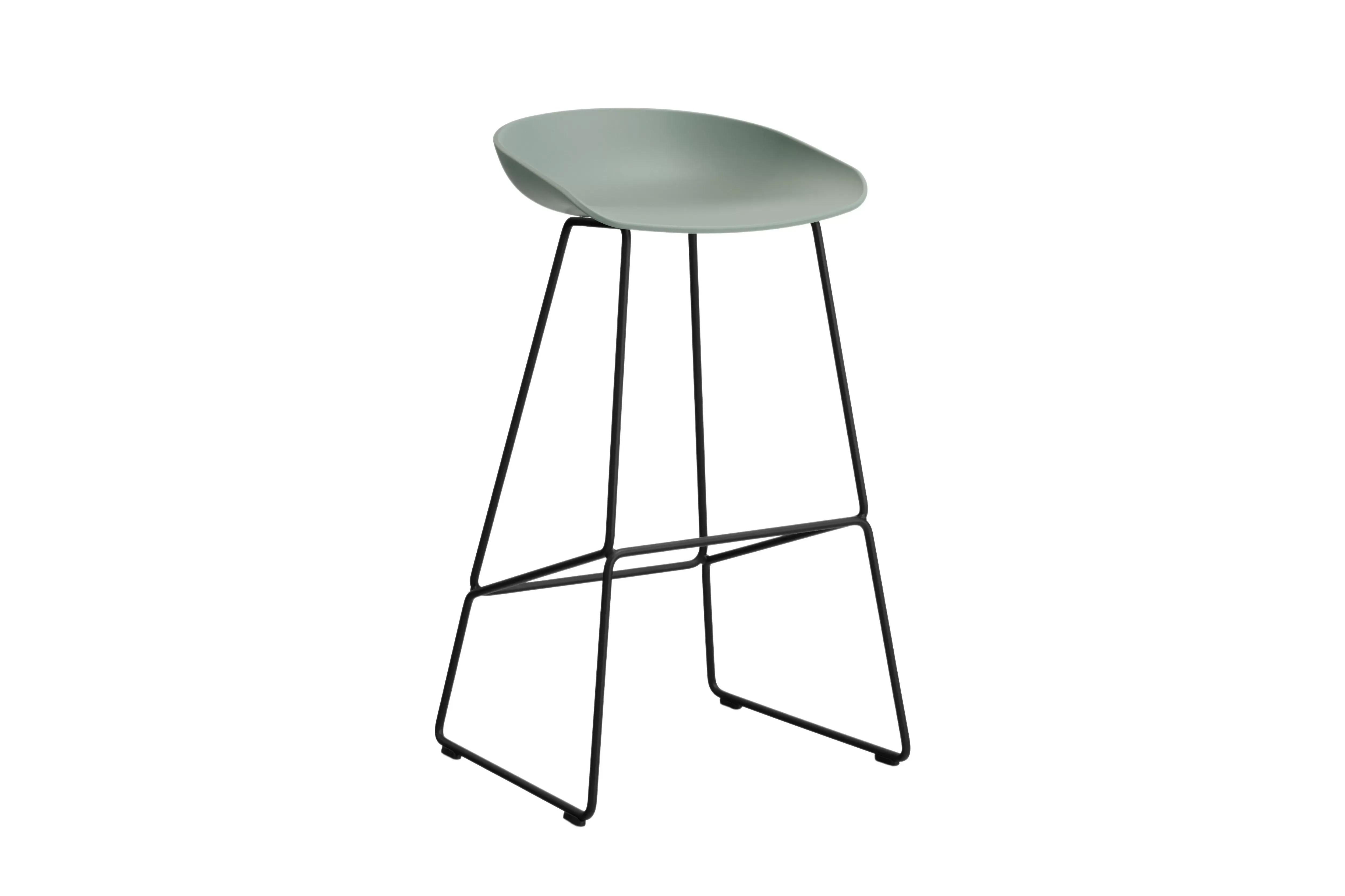 HAY About a Stool AAS 38 - fall green 2.0 - noir - patins en feutre - Hauteur d'assise 75 cm