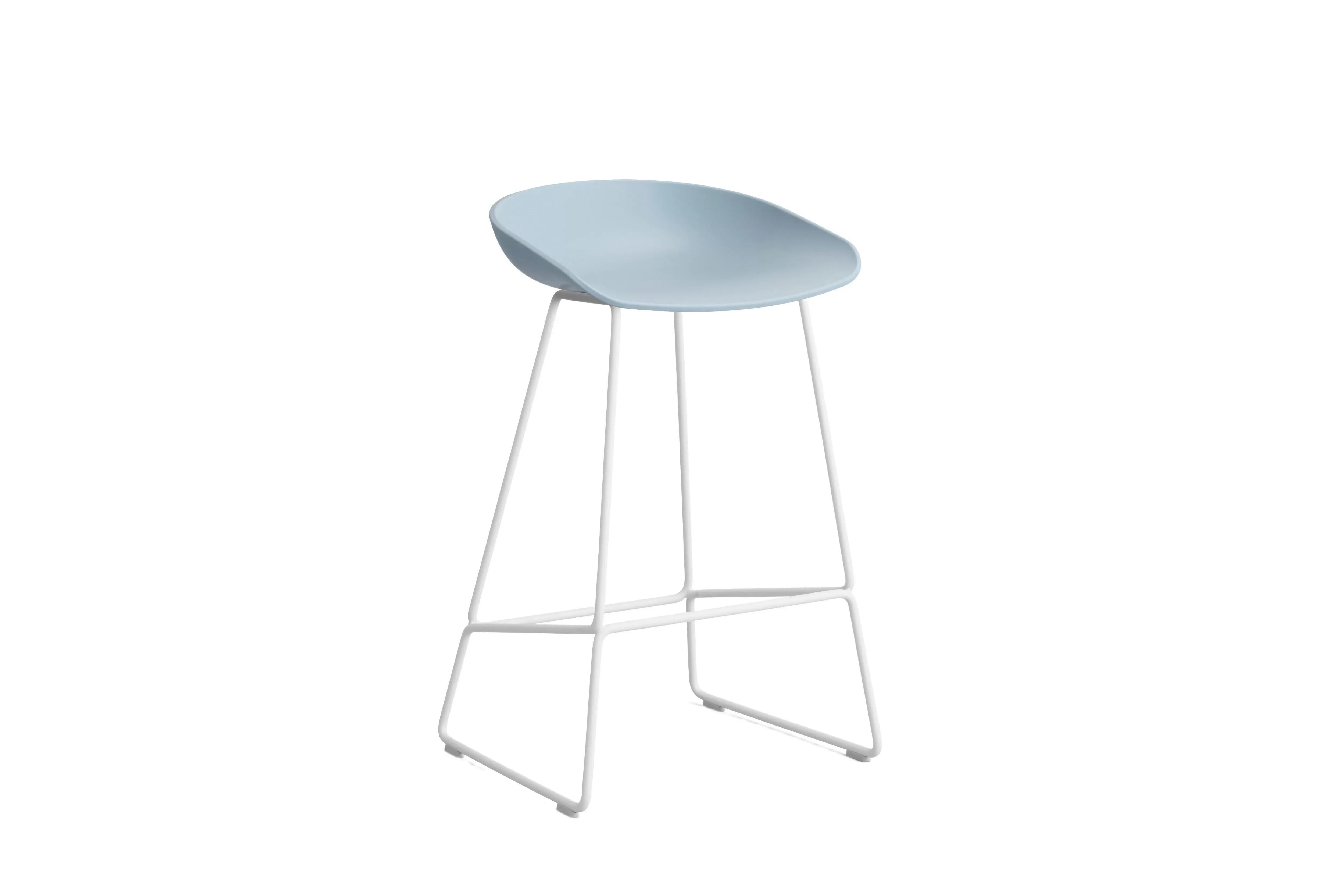HAY About a Stool AAS 38 - patins standards en plastique - Hauteur d'assise 65 cm - slate blue 2.0 - blanc