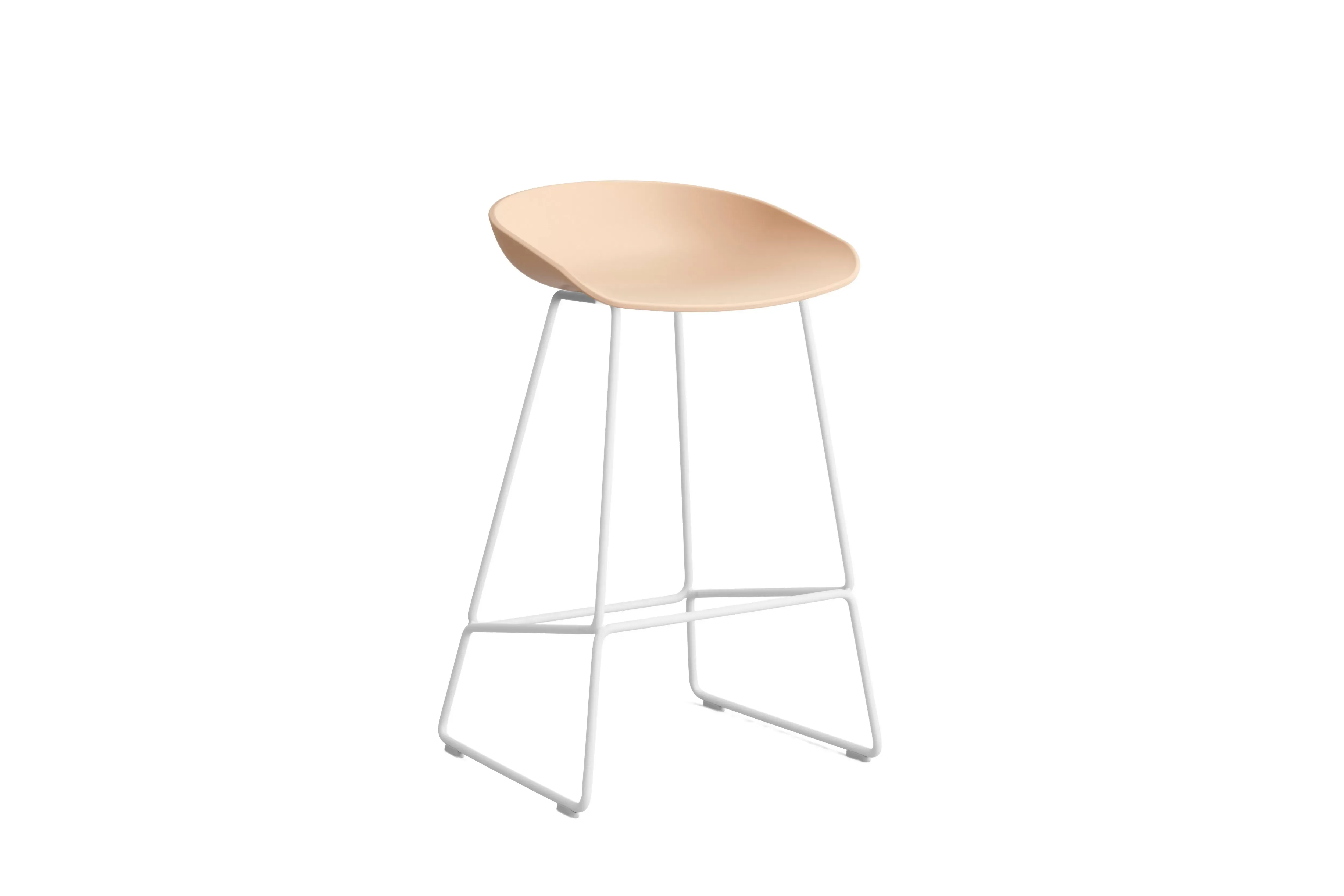HAY About a Stool AAS 38 - pale peach 2.0 - blanc - patins standards en plastique - Hauteur d'assise 65 cm